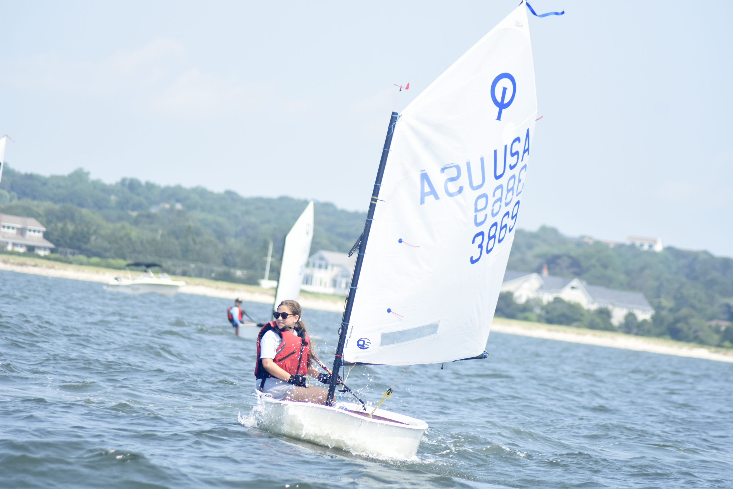 Bridget Spicer of Southold Yacht Club competing in the opti races on Friday.