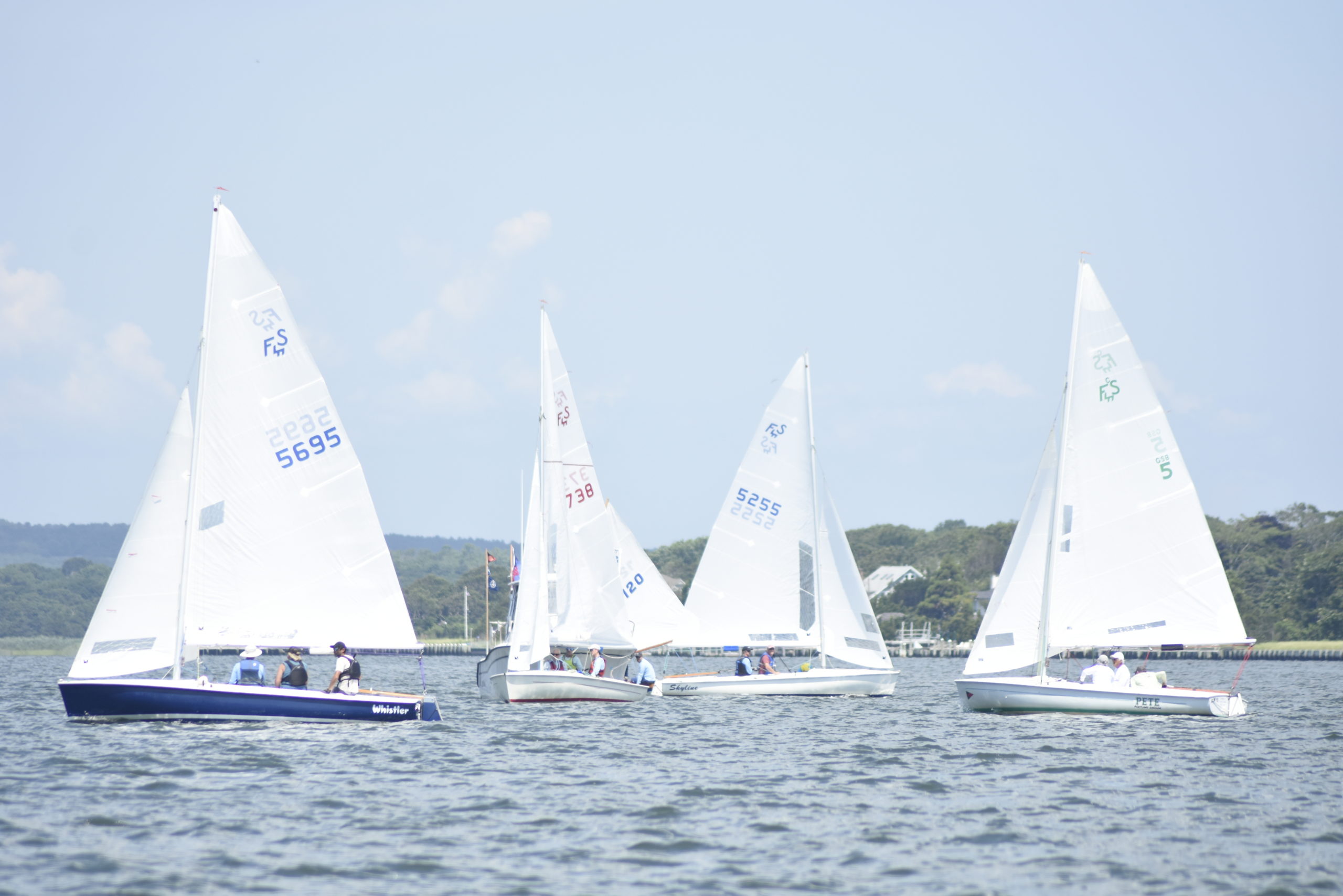 Flying scots out of Westhampton Yacht Squadron get set for the first race of the day on Moriches Bay on Saturday.