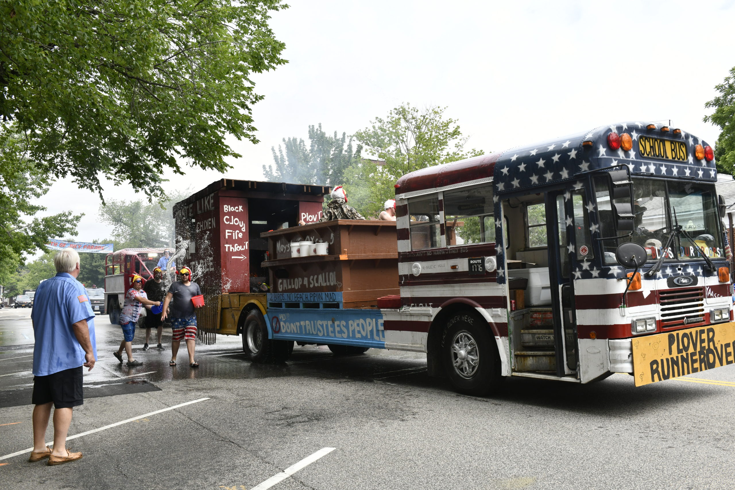 A float in the Fourth of July parade in Southampton Village elicited ire from a Village Board member.