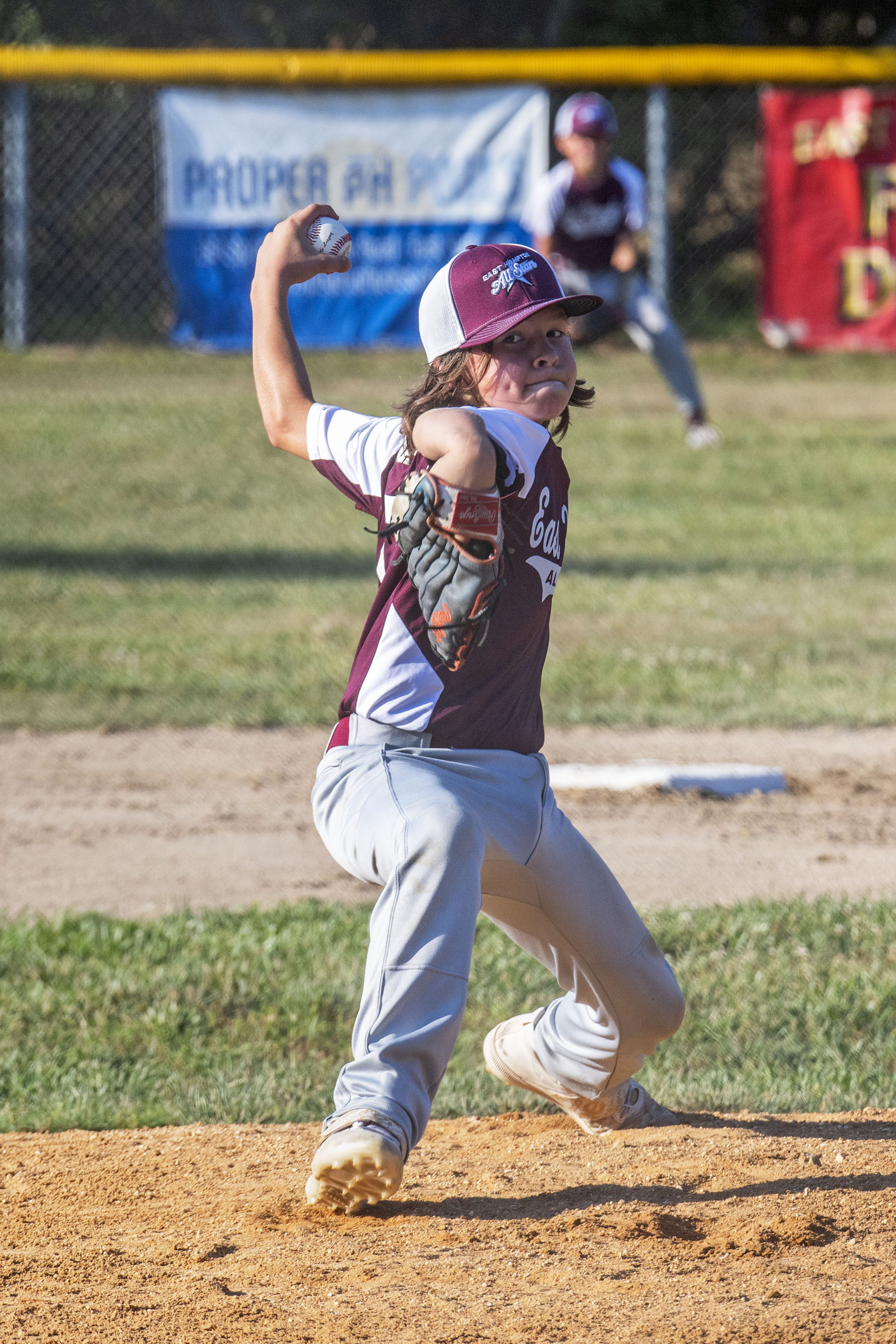 East Hampton's Kai Alversa on the mound during the 12U All-Stars game against Longwood on Wednesday, June 30.