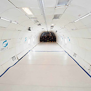 The inside of the Zero-G Boeing 727.