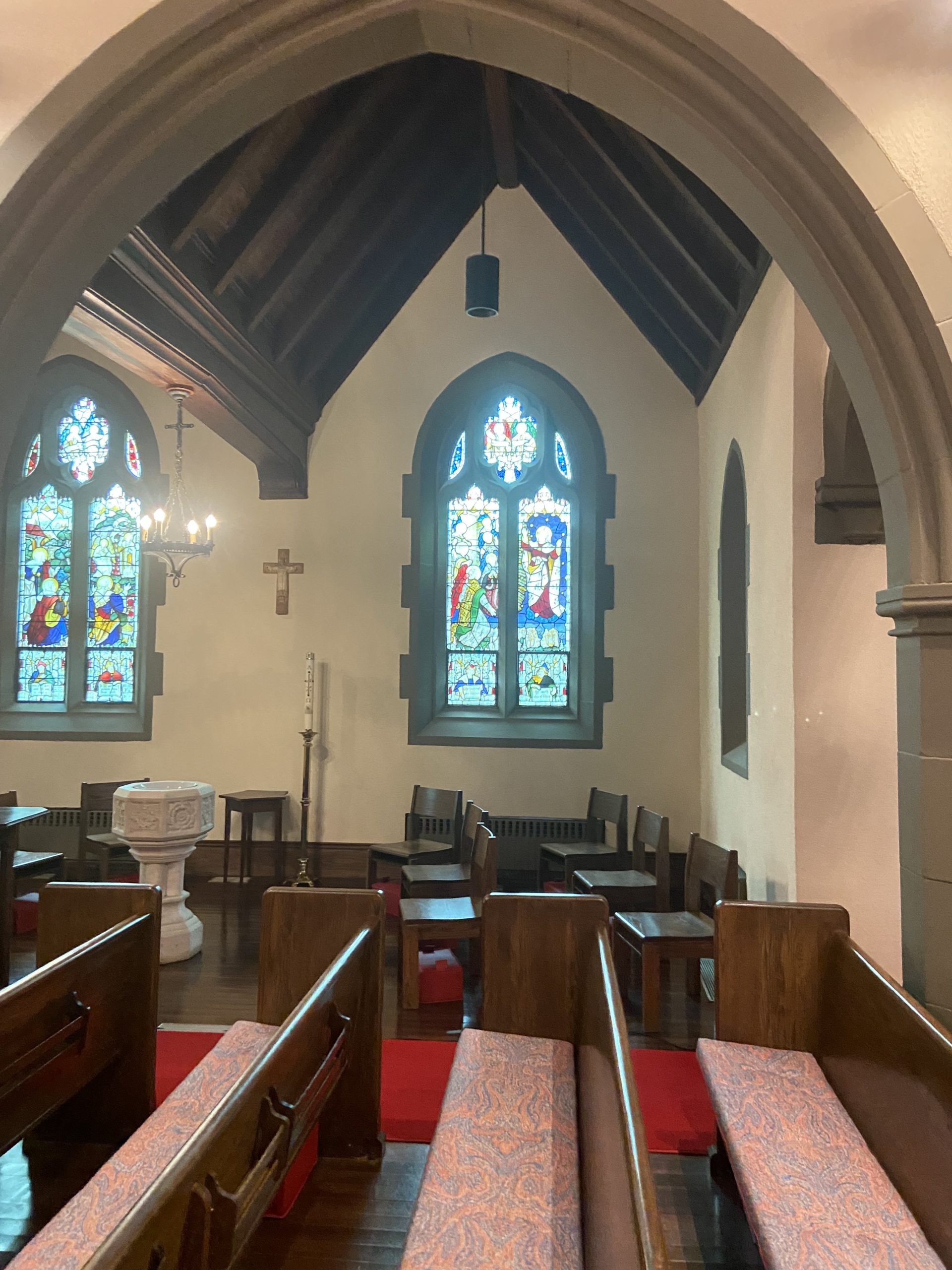 The stained glass windows at St. Luke's Episcopal Church in East Hampton