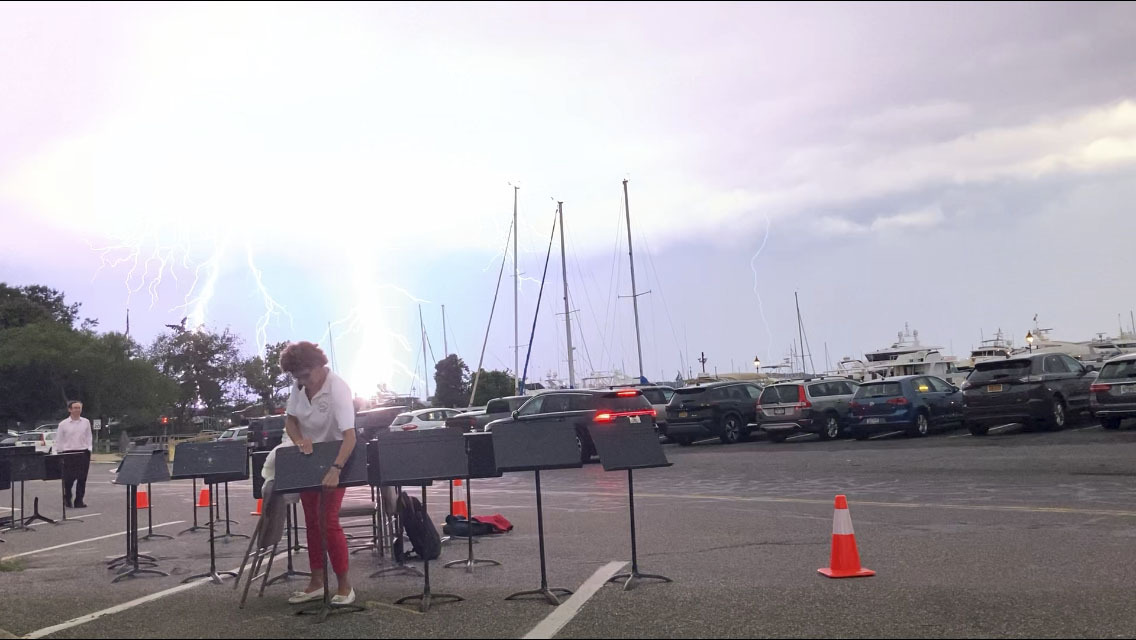 A severe storm swept through Sag Harbor on Tuesday evening cancelling the Sag harbor Community Band concert that was scheduled.      Maria Reininger