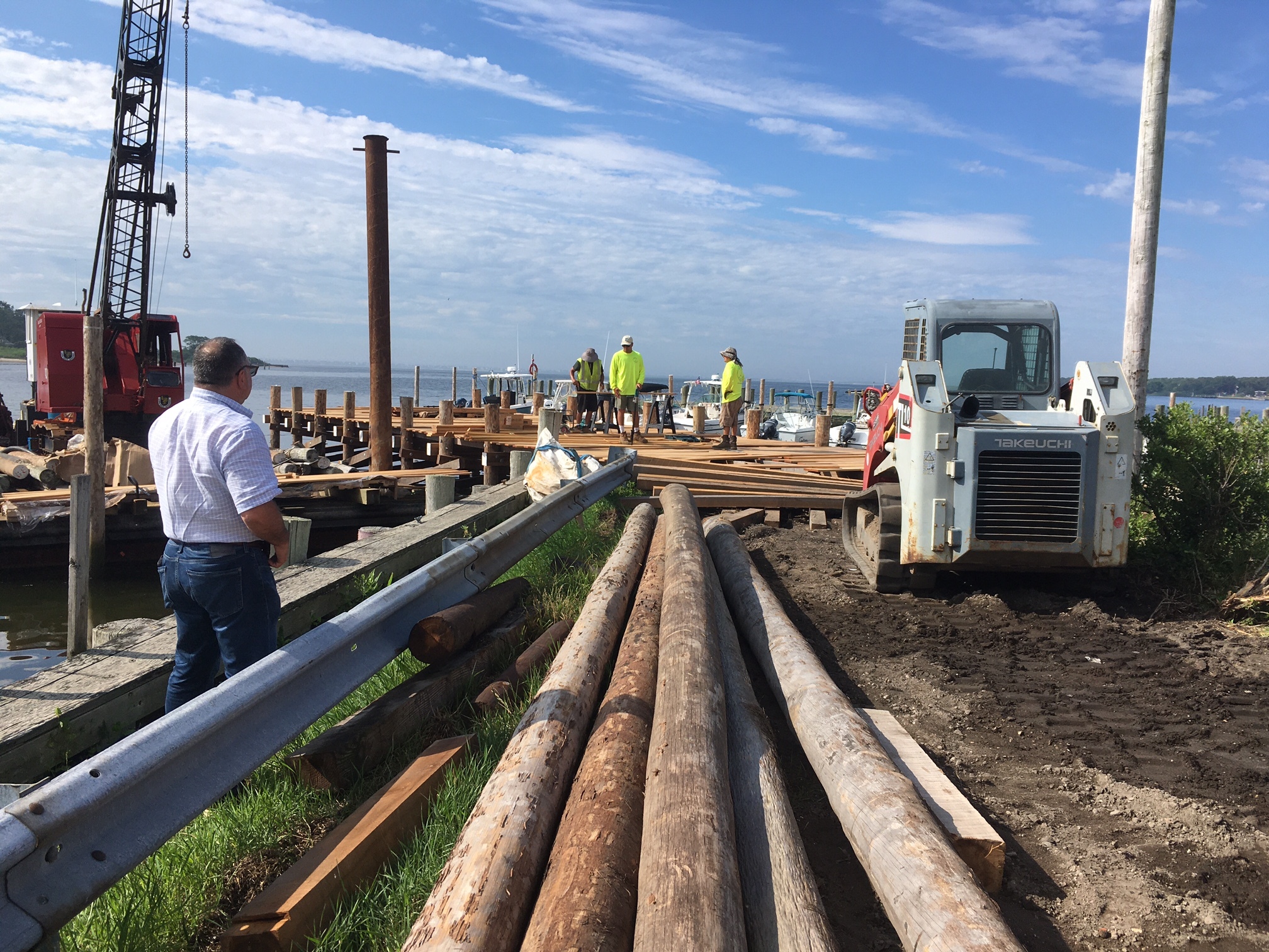 A pile of pilings at the dock in Eastport.