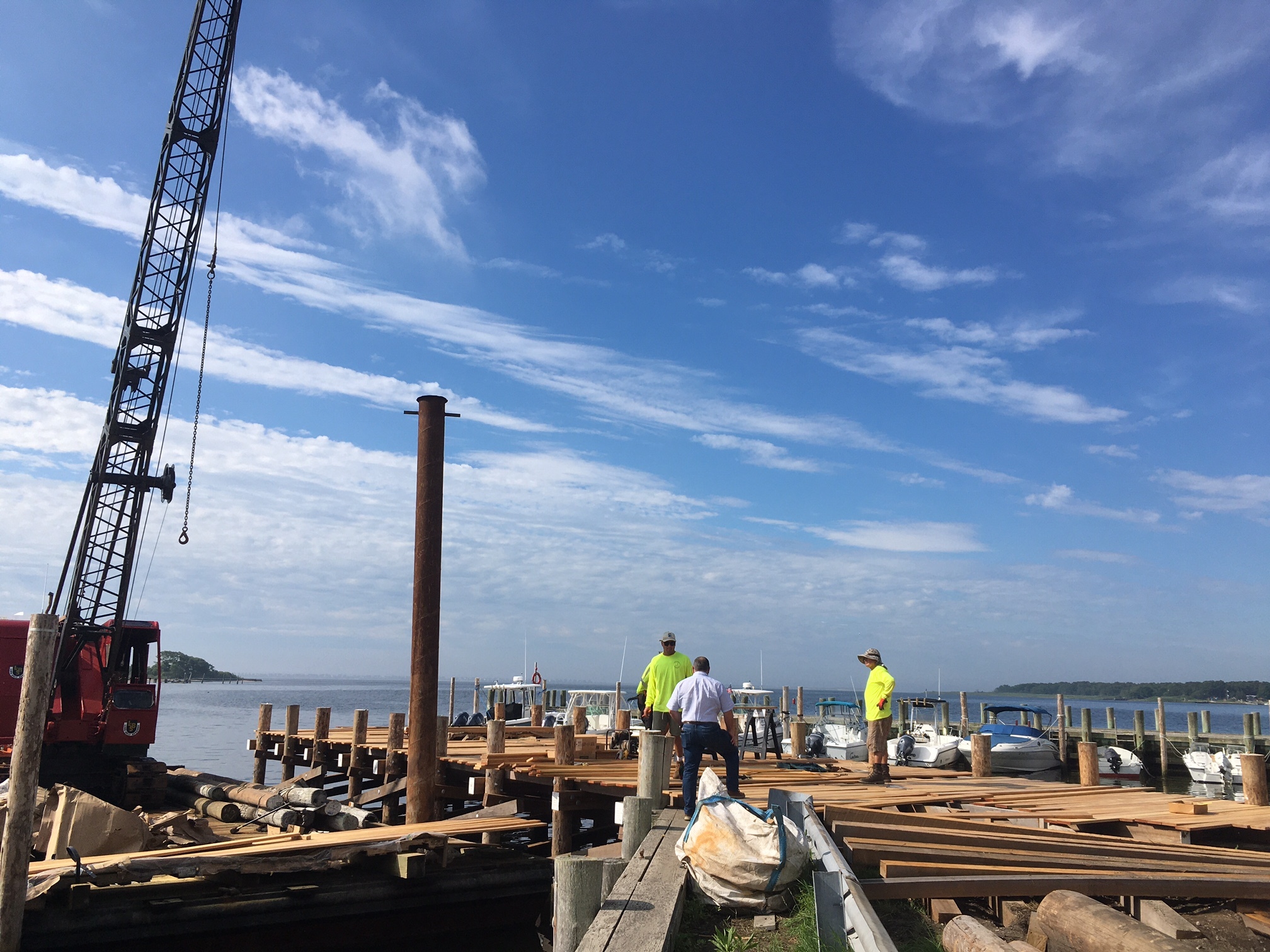 Work is underway on the South Bay Avenue dock in Eastport.