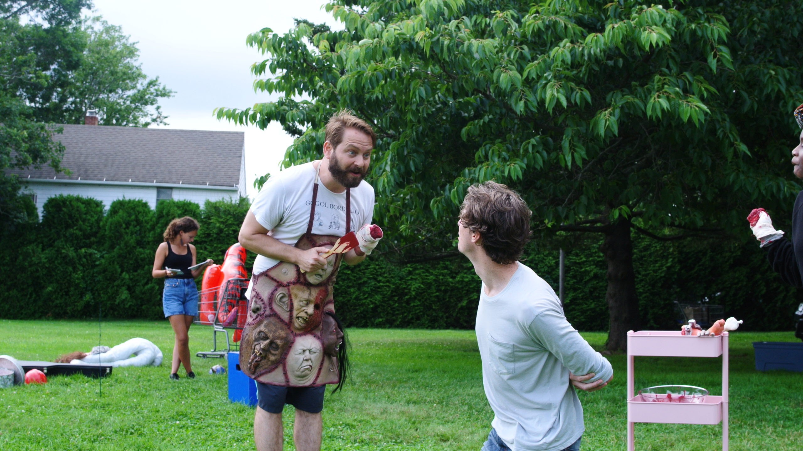 Actors rehearse in East Hampton's Herrick Park.