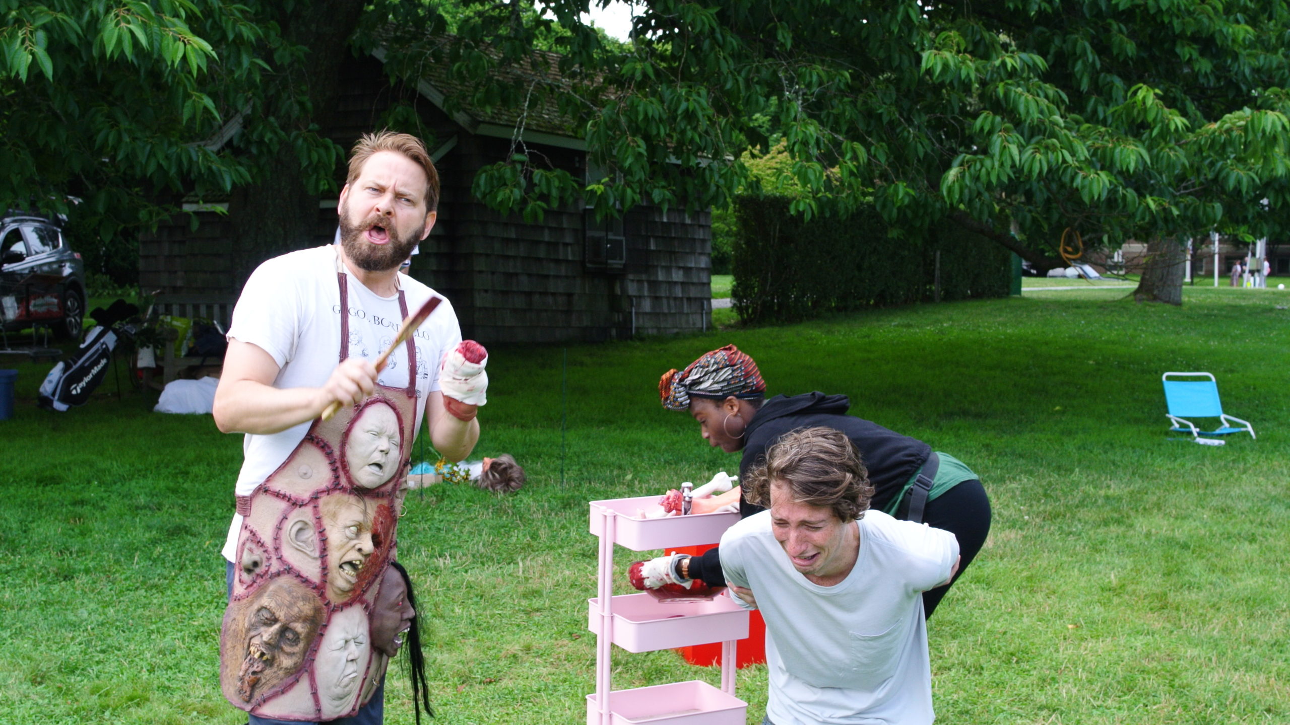 Actors rehearse in East Hampton's Herrick Park.