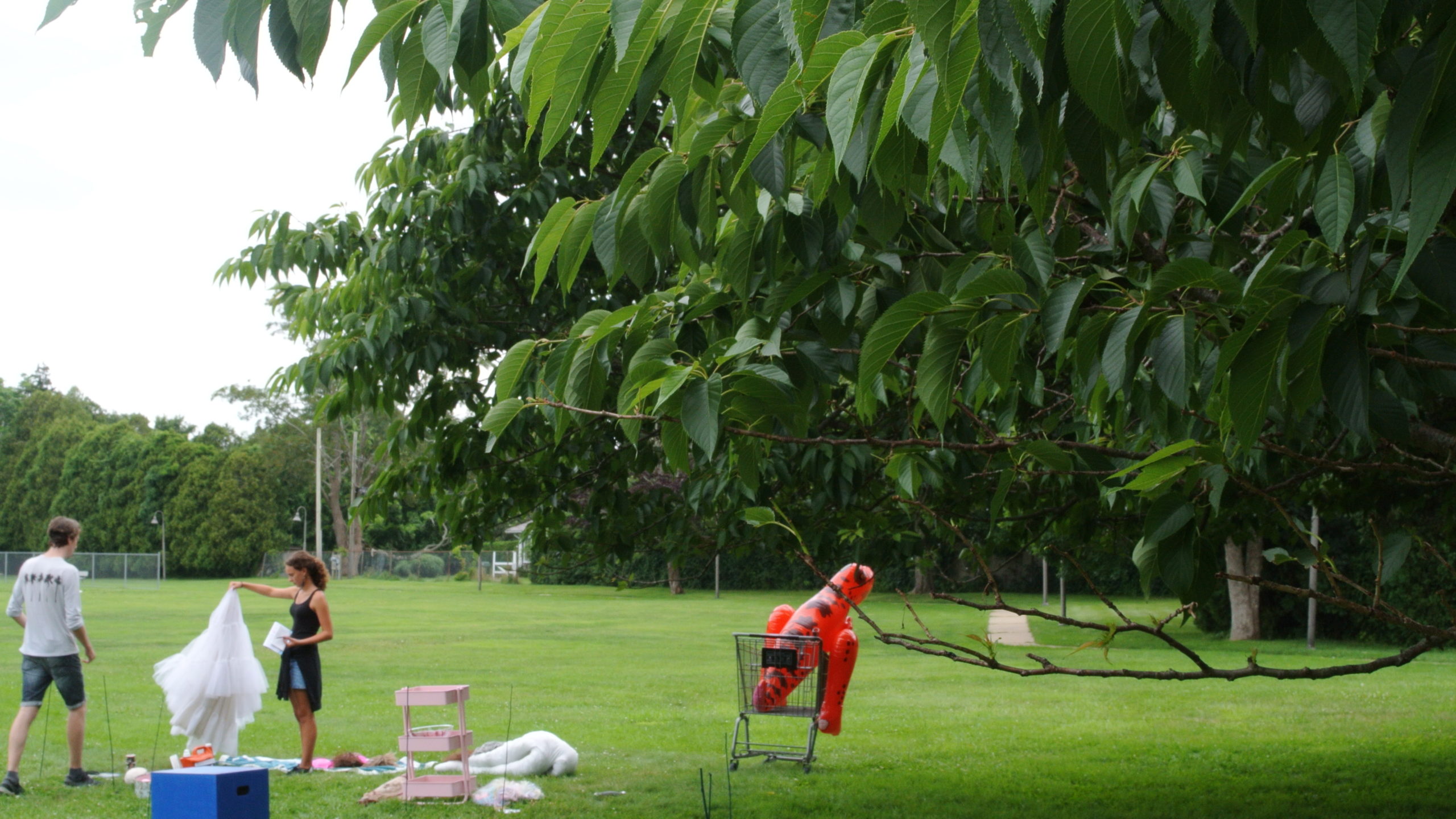 Actors rehearse in East Hampton's Herrick Park.