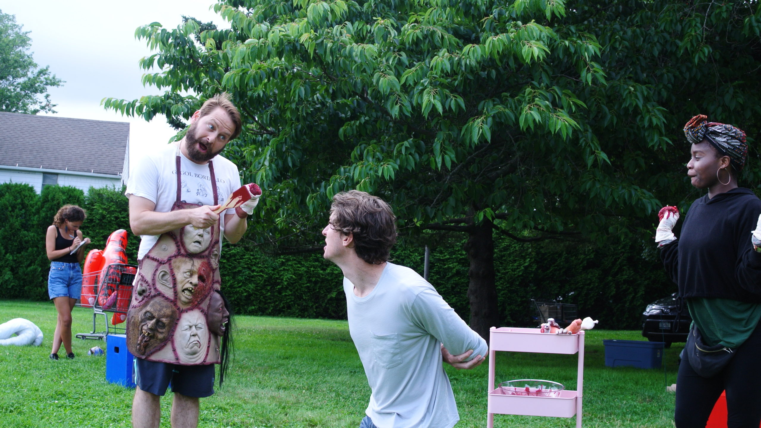 Actors rehearse in East Hampton's Herrick Park.