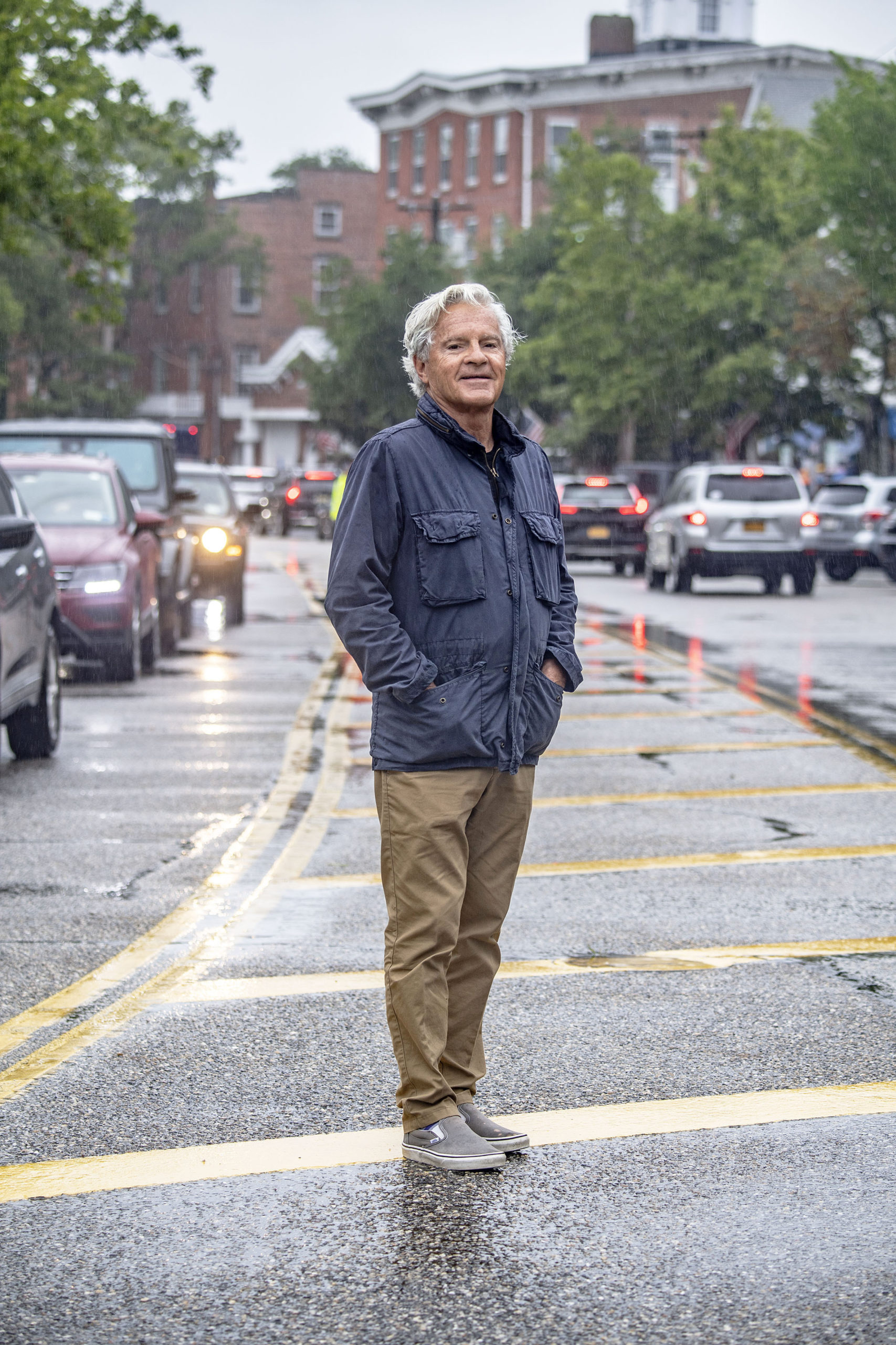 Sag Harbor Village Mayor Jim Larocca, photographed on Main Street on Saturday.   MICHAEL HELLER