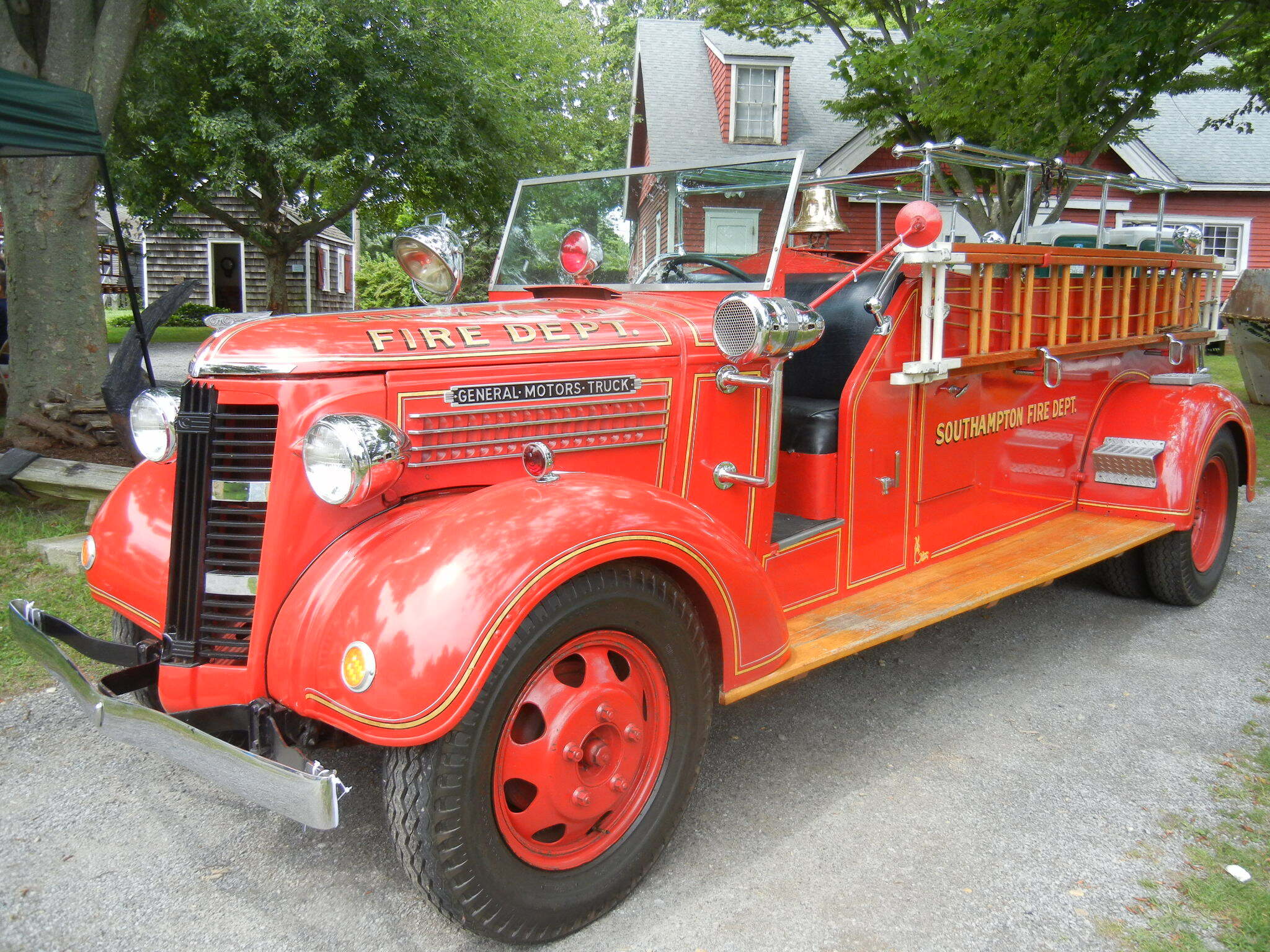 One of the Southampton Fire Department antique truck and ladder vehicles in 2018.