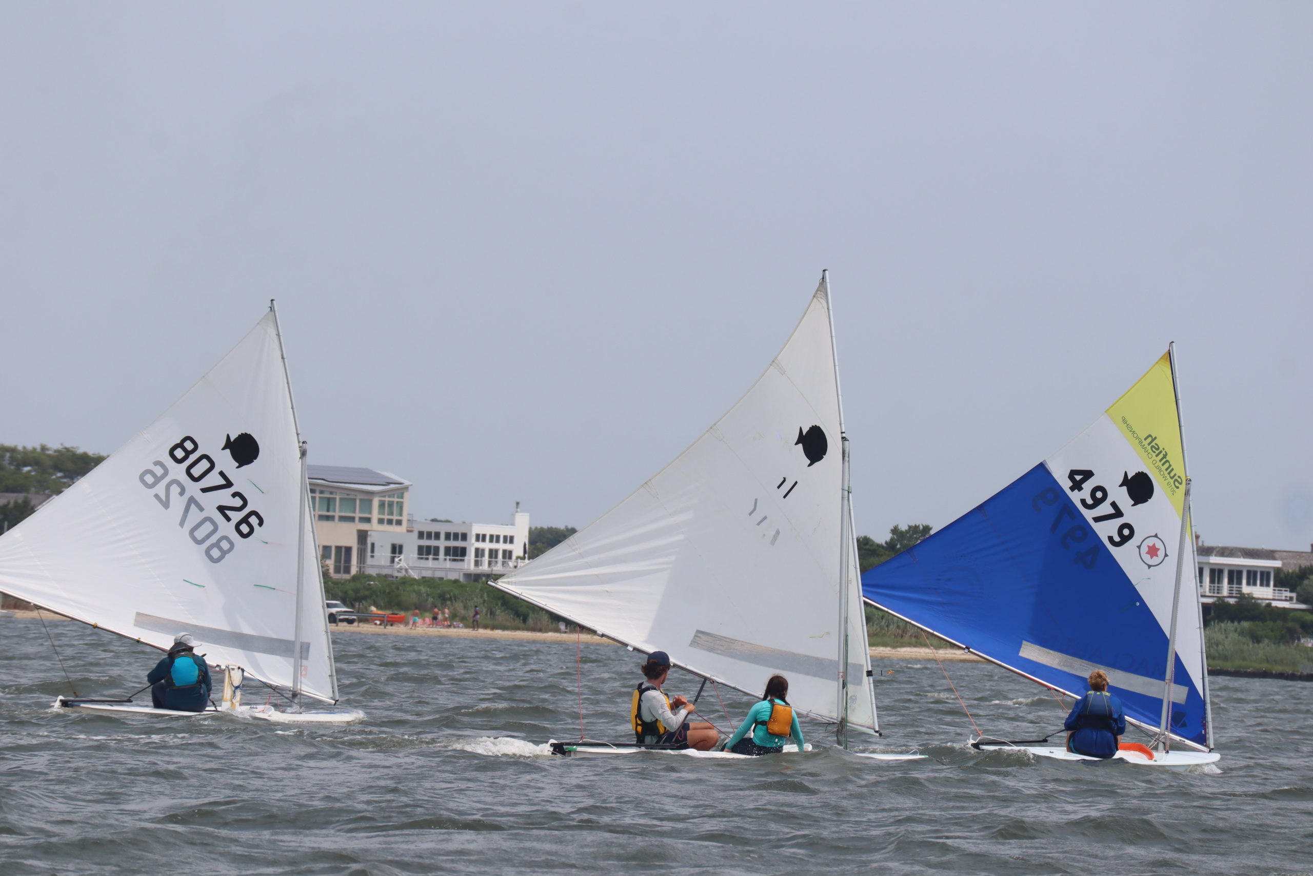 Jen Truscott (4979) leads a pack of sunfish.