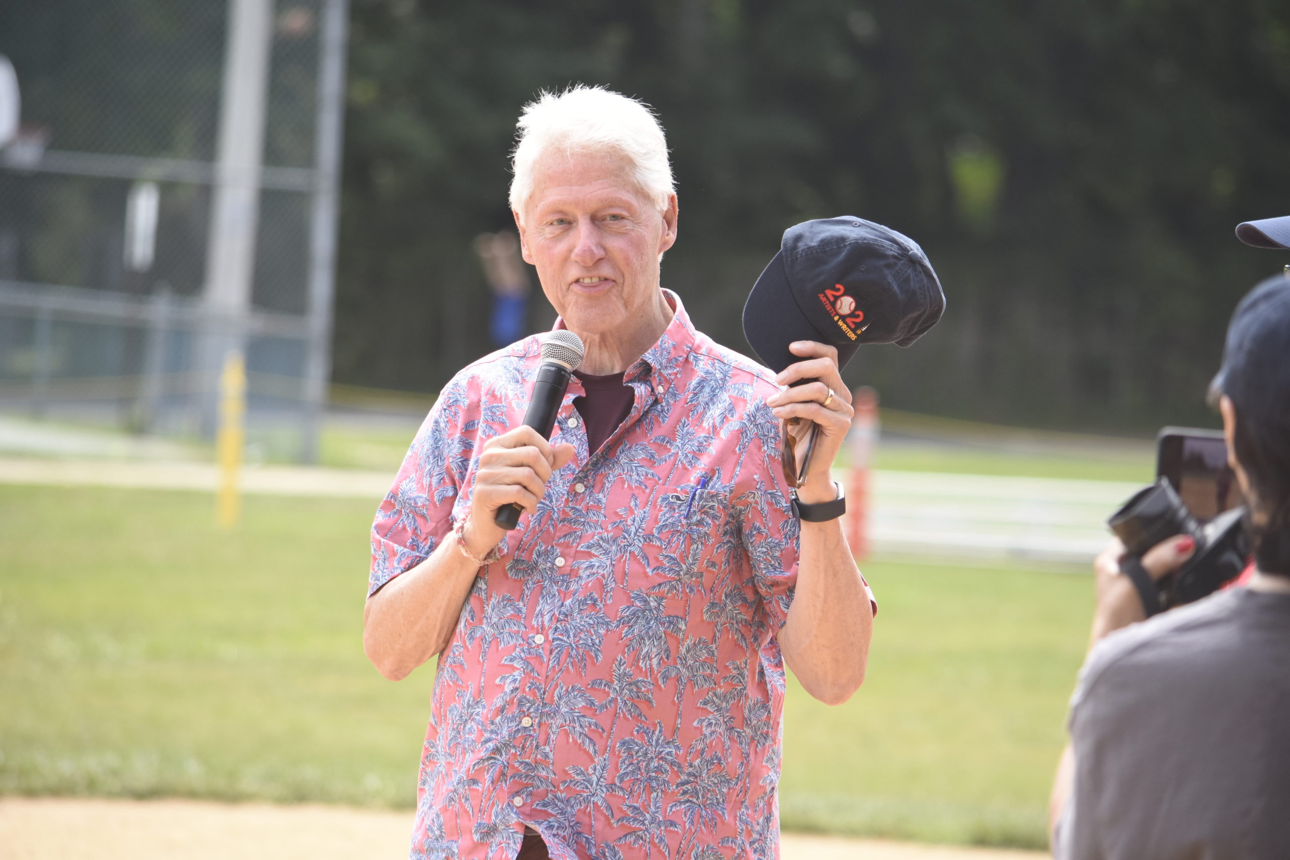 Bill Clinton spoke just before the start of the 73rd annual Artists and Writers Celebrity Softball Game this past Saturday, August 21.