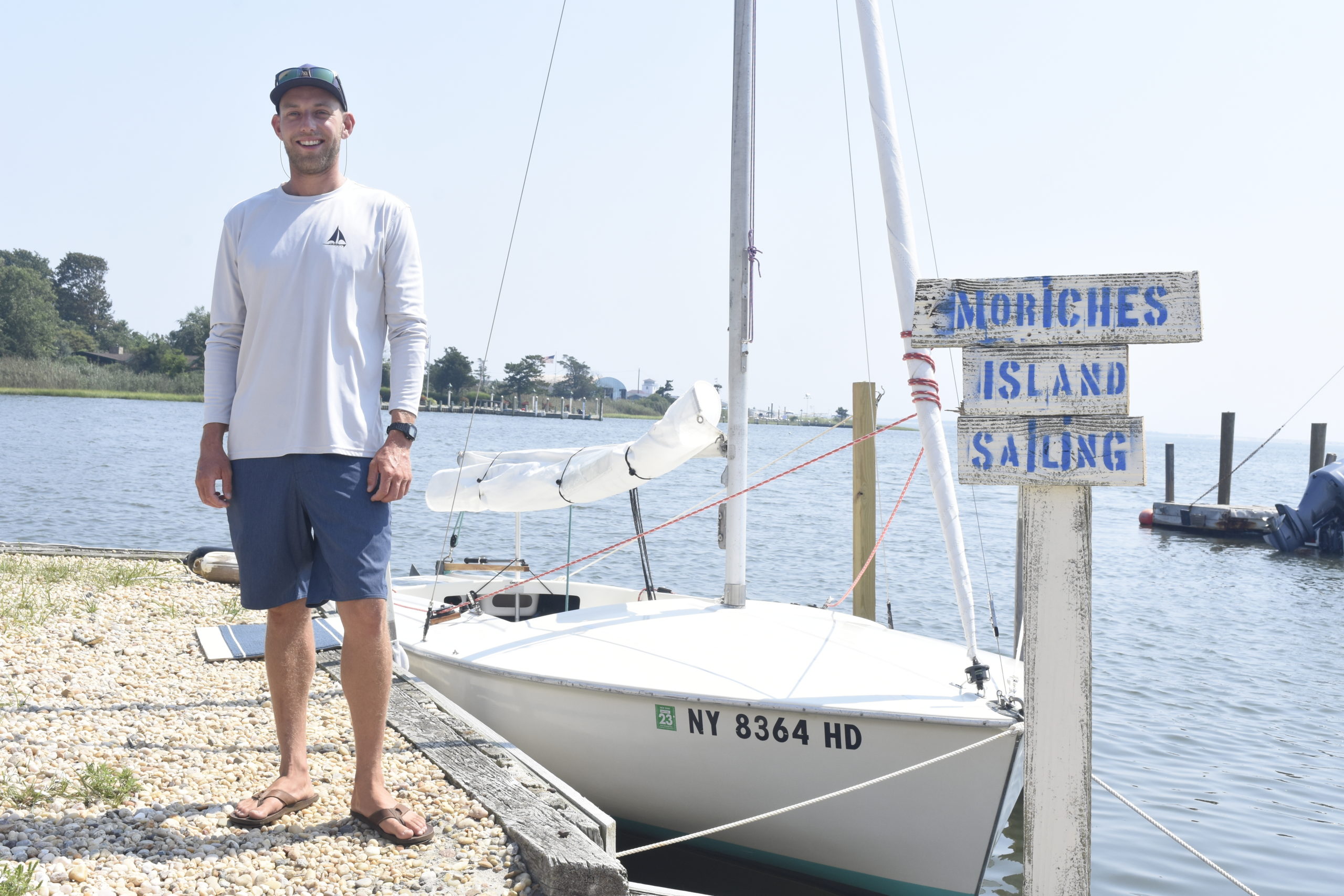 Luke Hickling at his Moriches Island Sailing spot at Silly Lily Fishing Station in East Moriches.  DREW BUDD