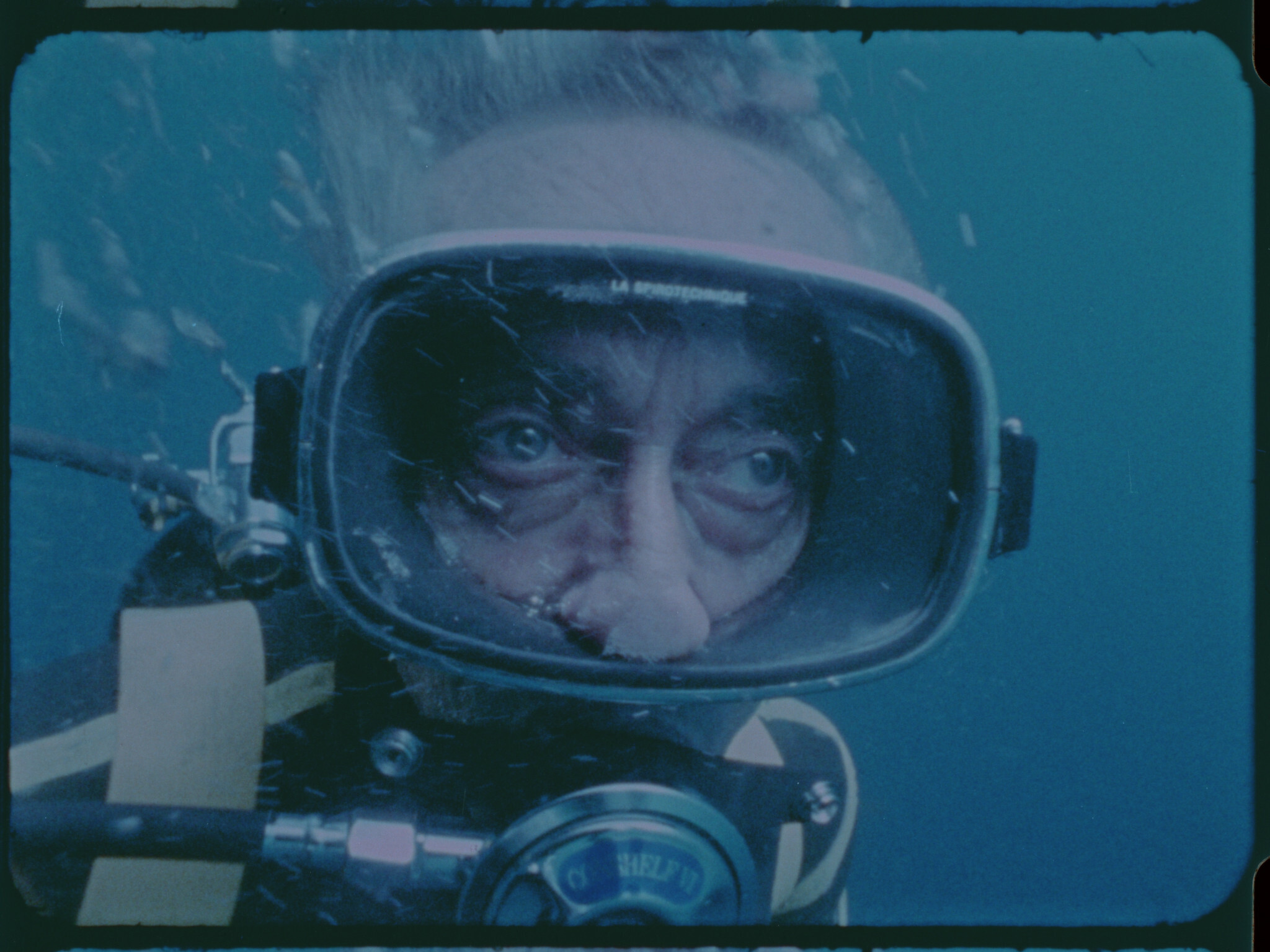 Jacques Cousteau on a 1970 dive while filming an episode of 