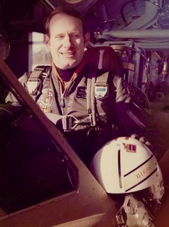 Bernie in the cockpit of his F102.
