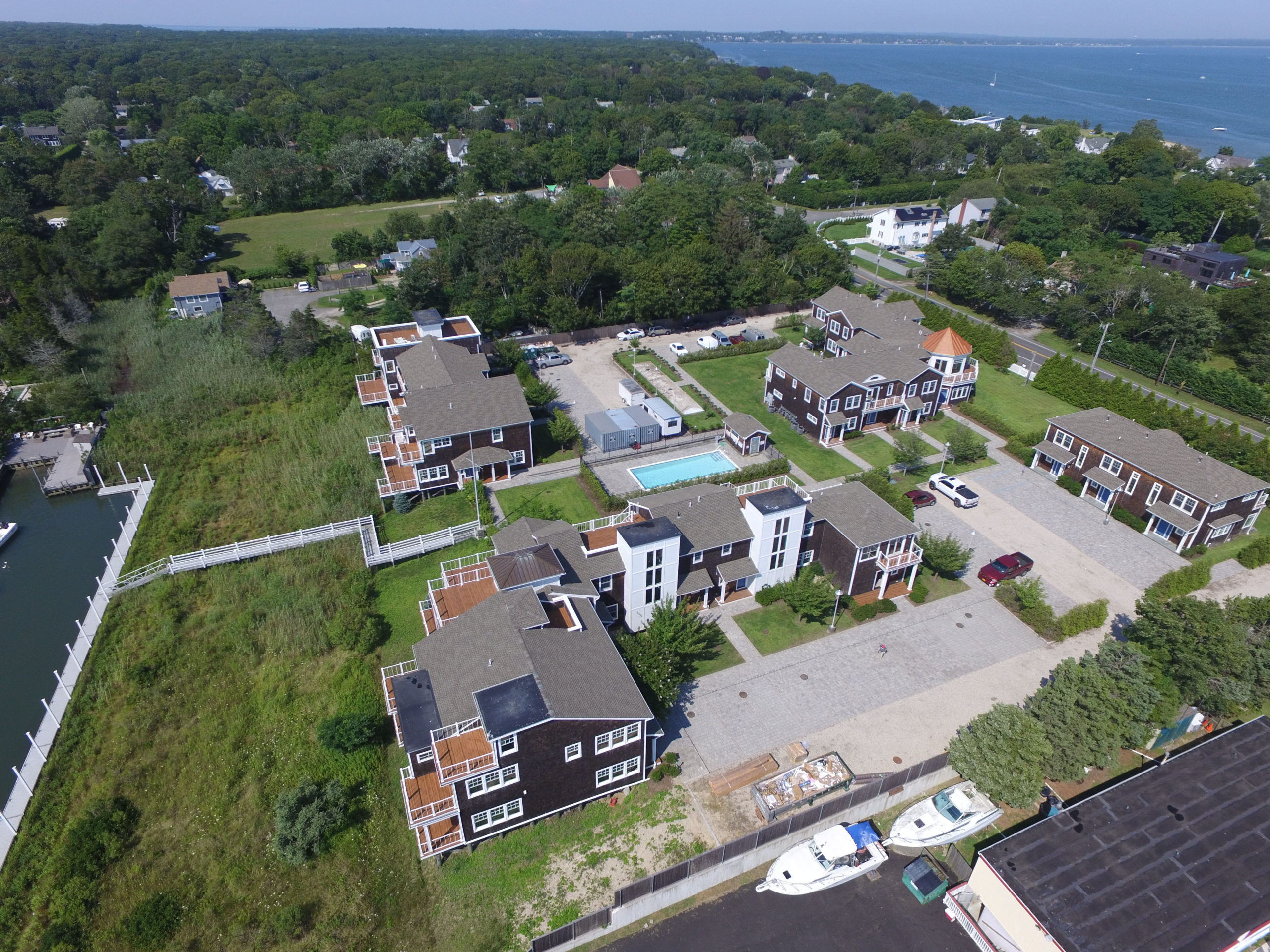 An aerial view of the Ponquogue Manor condos in Hampton Bays.