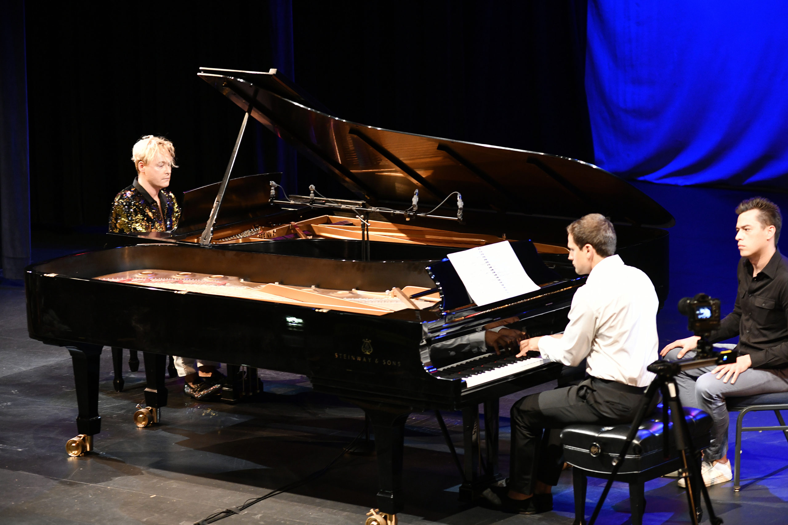 Konstantin Soukhovetski and Jacopo Giacopuzzi perform at Pianofest on Monday.  DANA SHAW