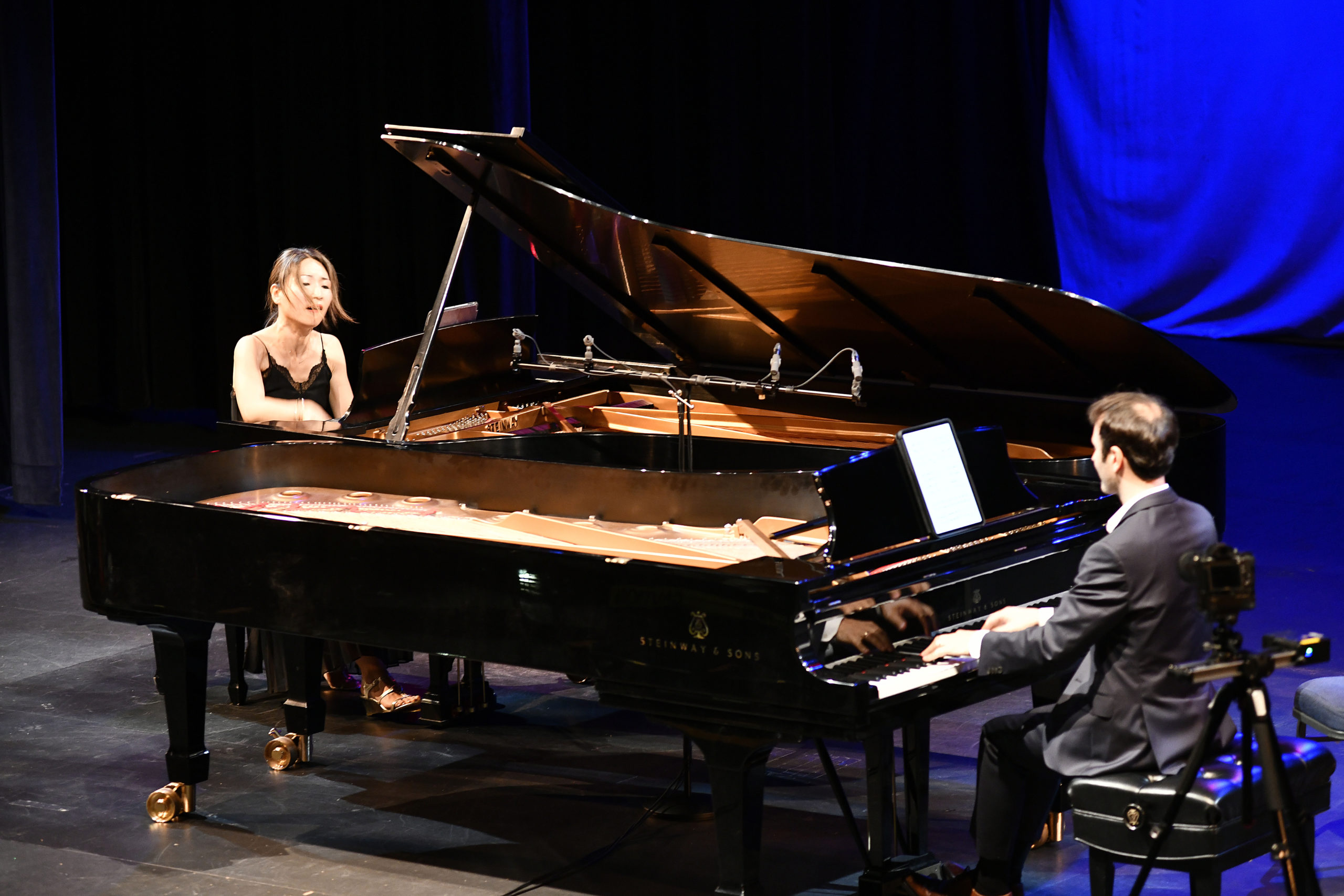 Soyeon Kate Lee and Ran Dank at Pianofest on Monday.   DANA SHAW