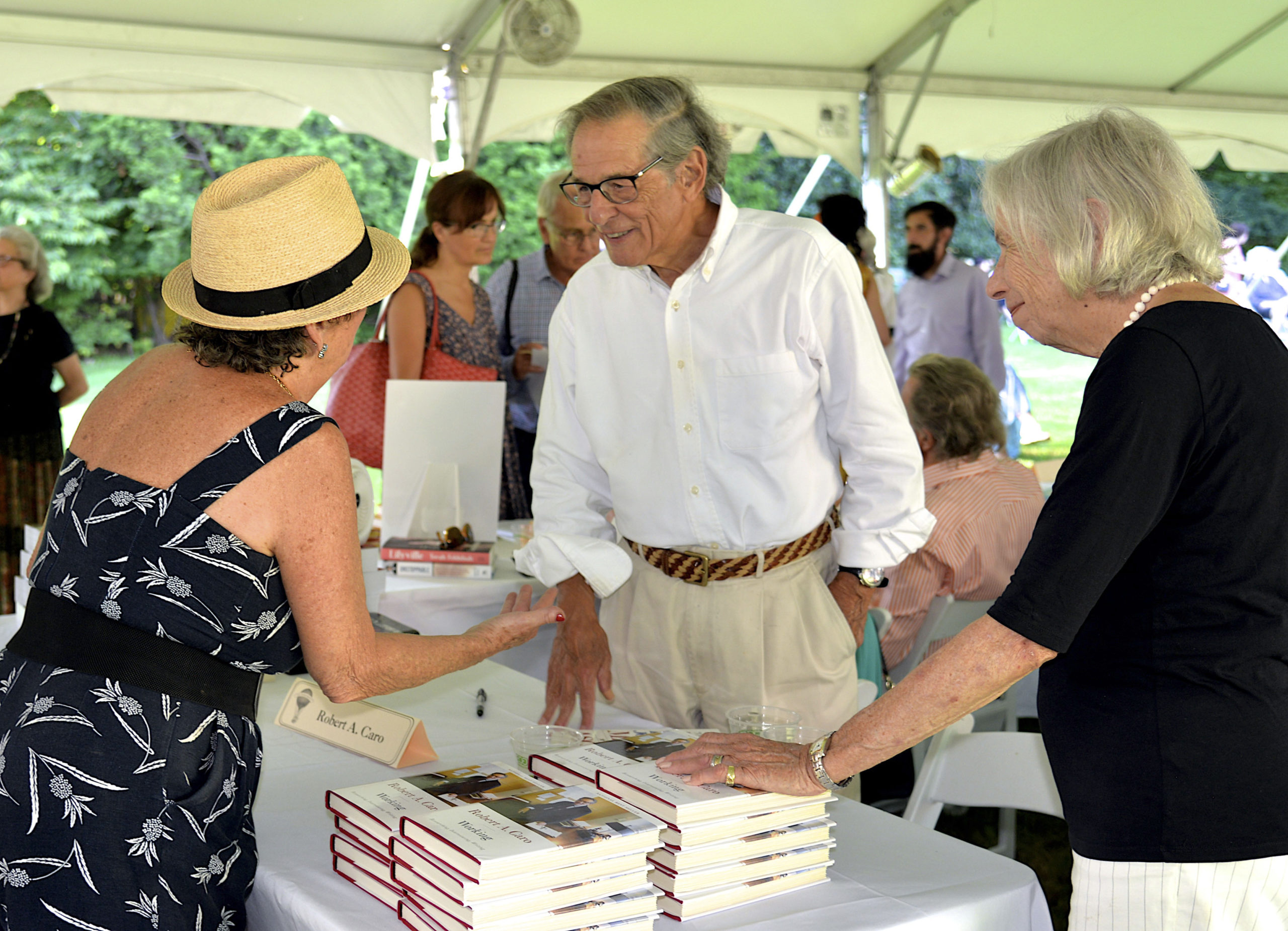 Robert Caro at the East Hampton Library’s 17th Annual Authors Night book signing cocktail party on Saturday evening on the library grounds.             KYRIL BROMLEY