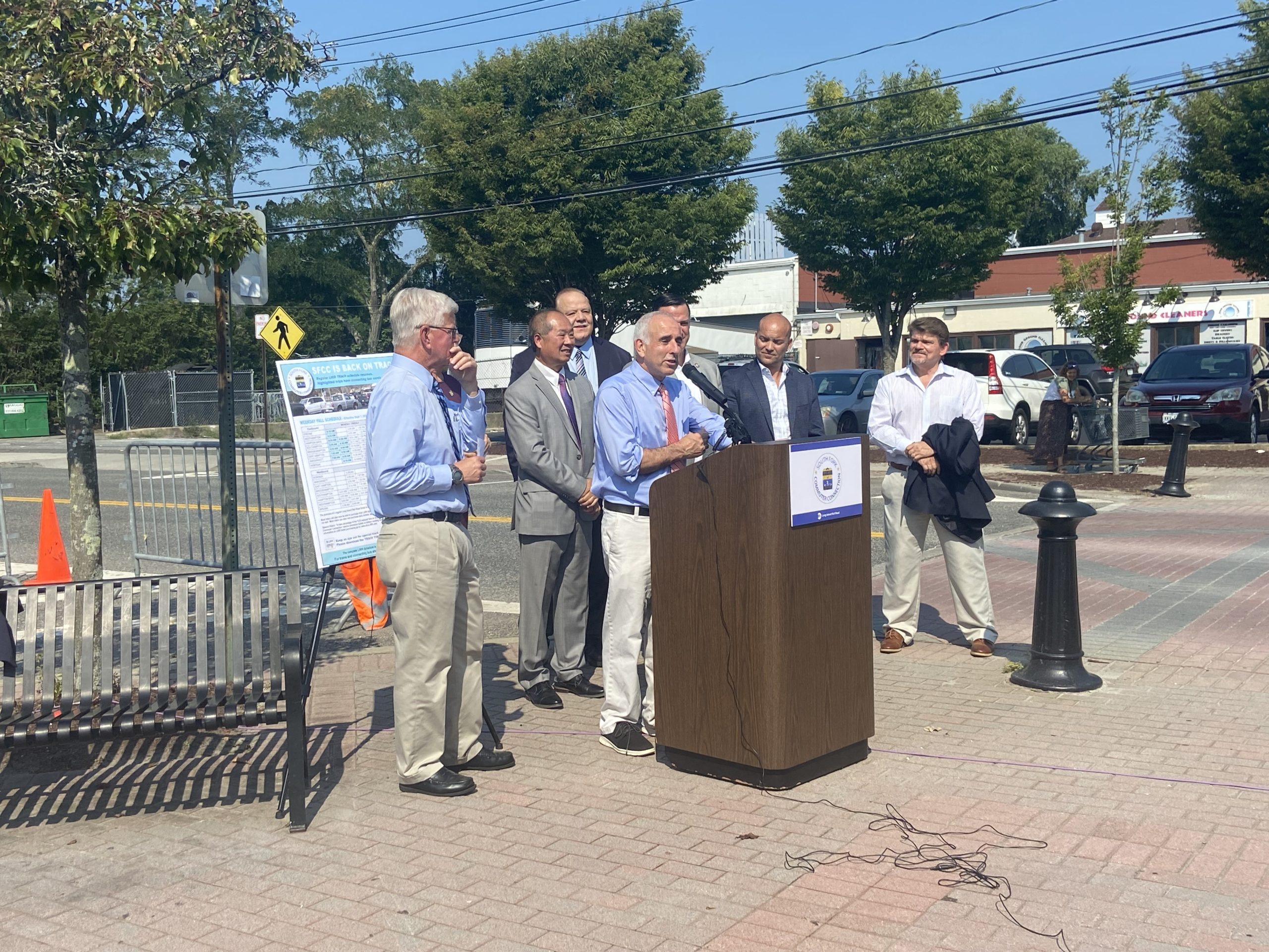 Southampton Town Supervisor Jay Schneiderman at Friday's press conference.
