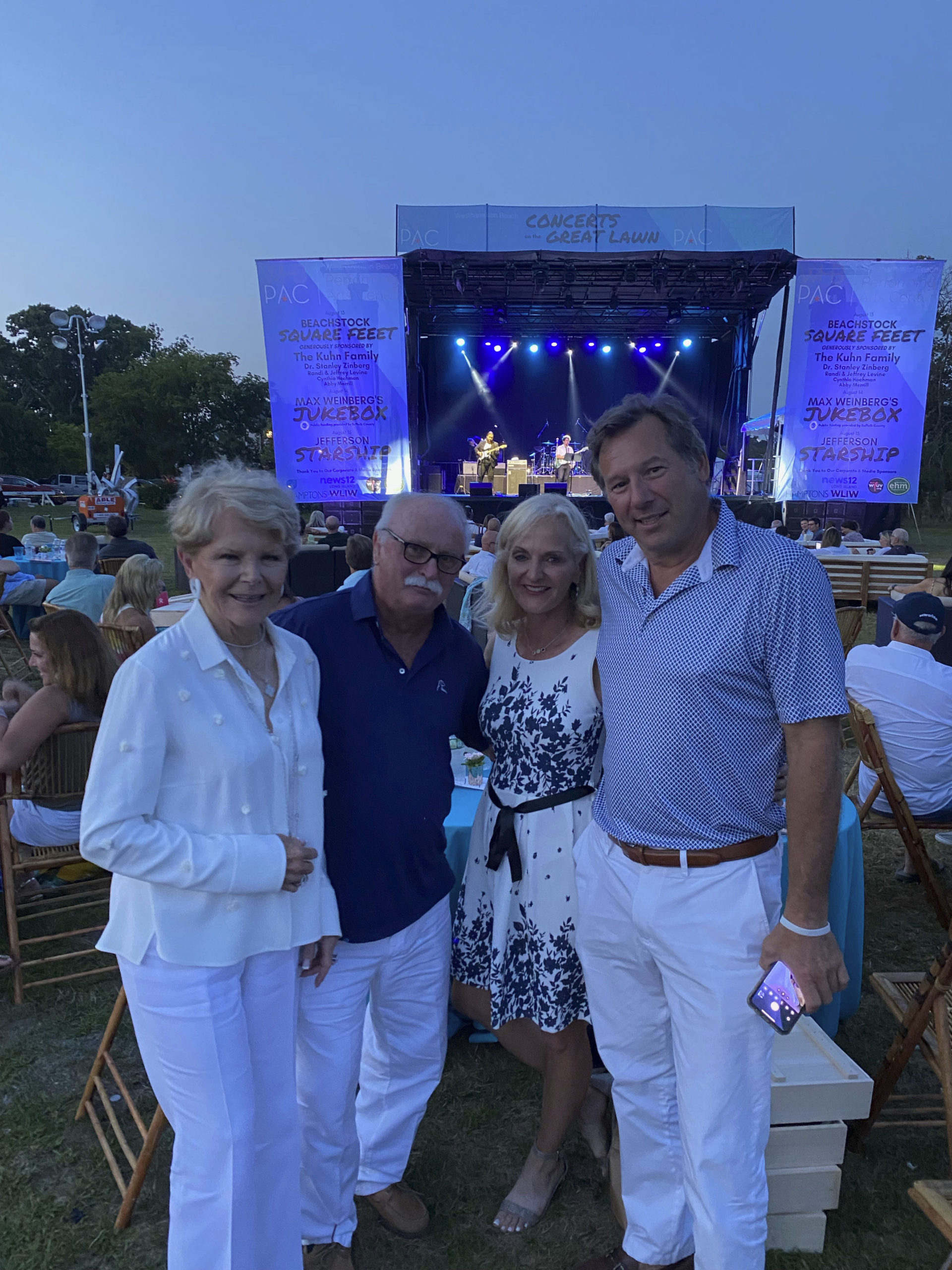 Nancy Stone, James Smith, Ann Liguori and Scott Vallery at Beachstock in Westhampton Beach.  GREG D'ELIA