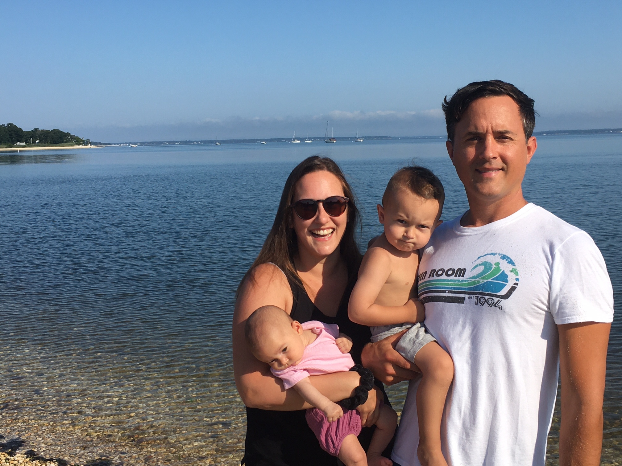 Liz and David Cataletto with Vivien and Theo Bay at Long Beach.