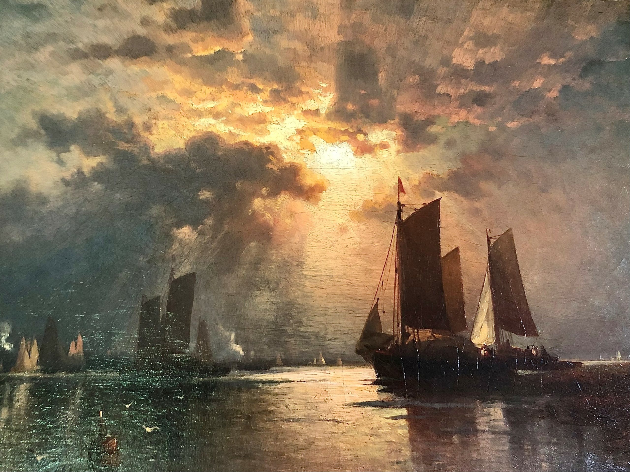 Edward Moran “Evening in New York Harbor.” Circa 1865. Private collection.