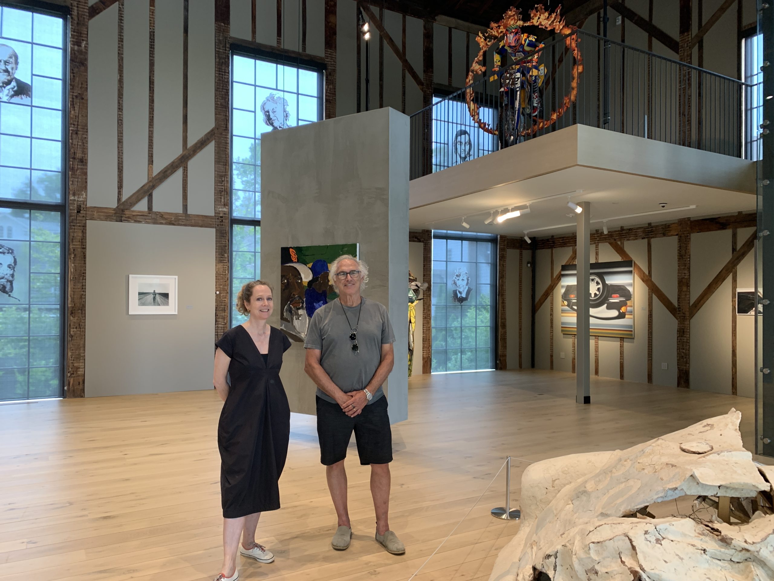 The Church's Executive Director Sara Cochran and founder Eric Fischl during a recent visit to the newly opened Sag Harbor art space.