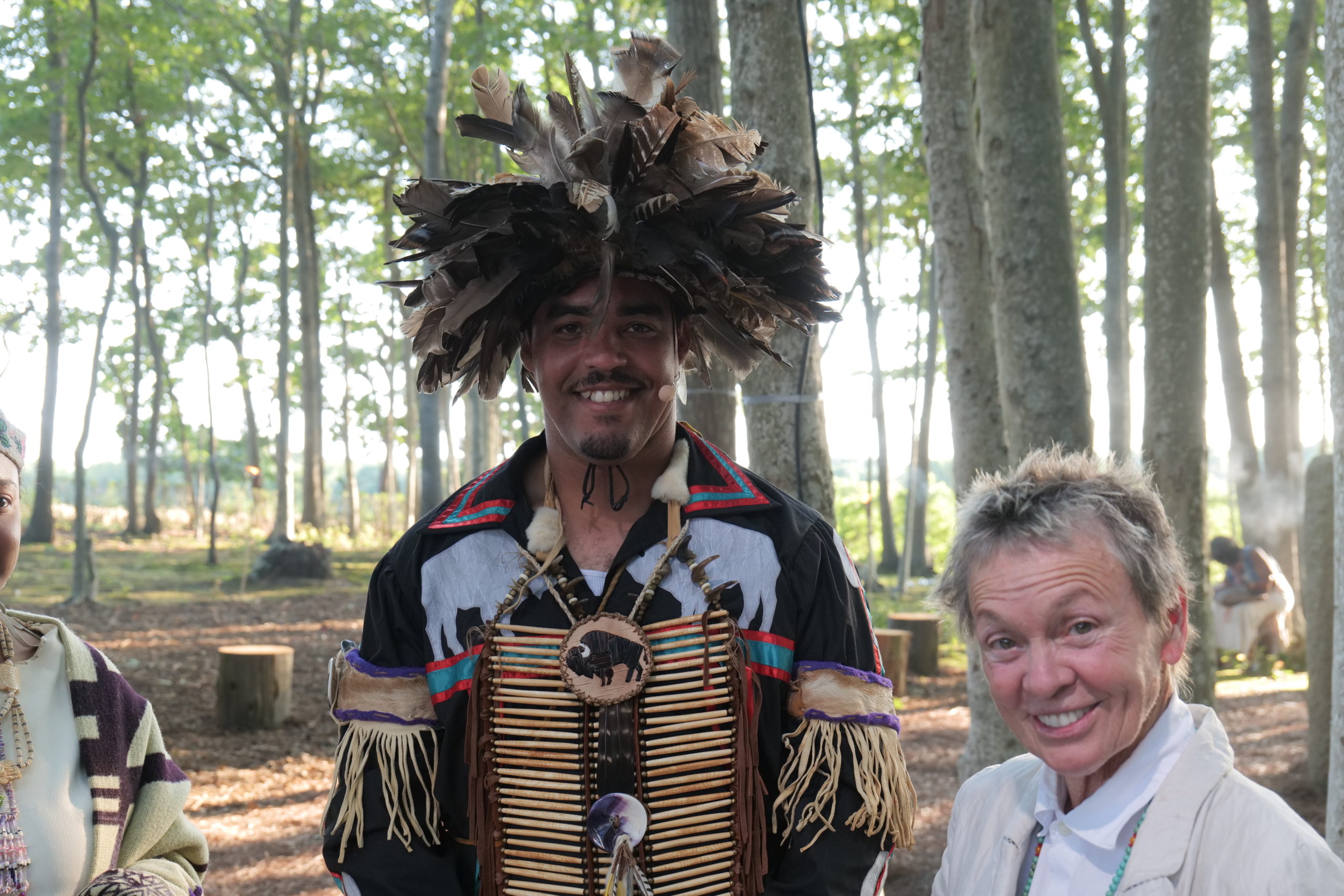 Shane Weeks, of the Shinnecock nation, and artist Laurie Anderson.