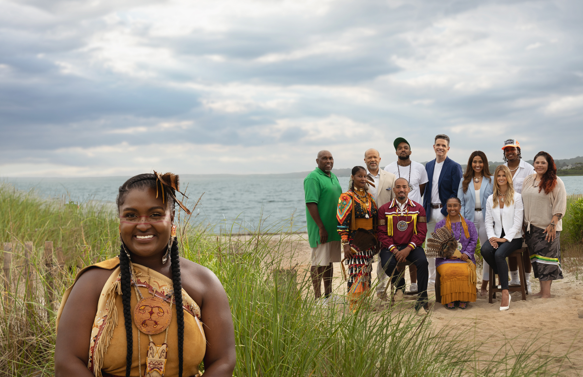 The Shinnecock Indian Nation and TILT Holdings have announced a partnership to manage the tribe's Little Beach Harvest cannabis business. Foreground, managing director Chenae Bullock; first row, from left, Sunshine Gumbs, Chairman Bryan Polite, Celeste Inez, and Cristina de Tomasi; second row, from left, Barre Hamp, Darryl Henderson, Eric Roddy, Gary Santo, Roseann Fernandez, Nitauke Williams, and Rainbow Hill.