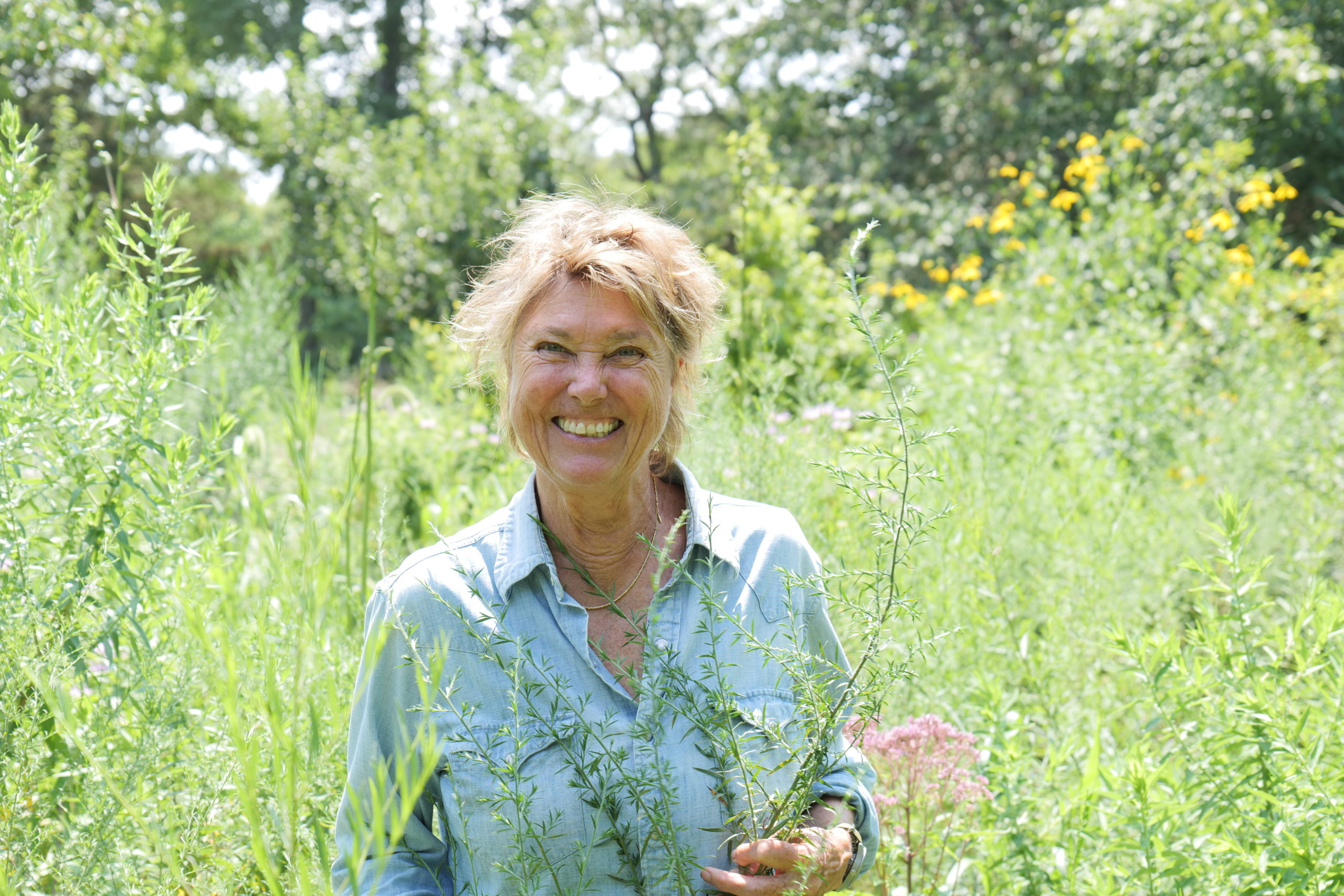 Edwina von Gal, of the Perfect Earth Project, in her garden.