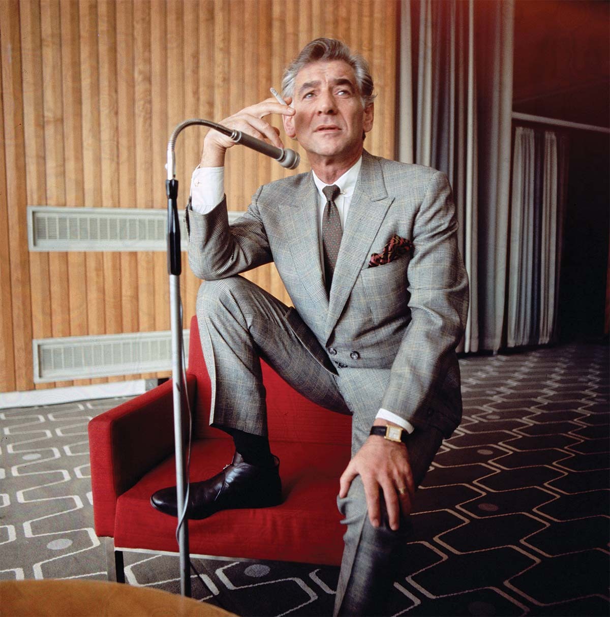 An image of Leonard Bernstein in the film 