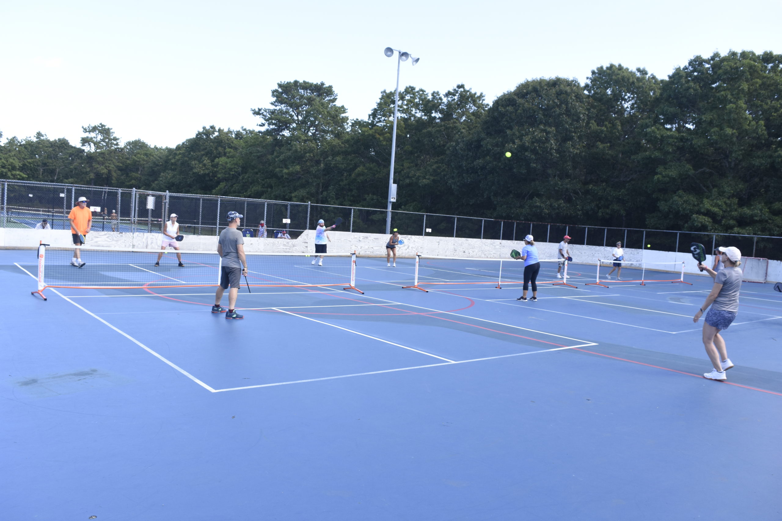 Over 110 people gathered at Red Creek Park in Hampton Bays this past weekend to partake in a pickleball tournament.