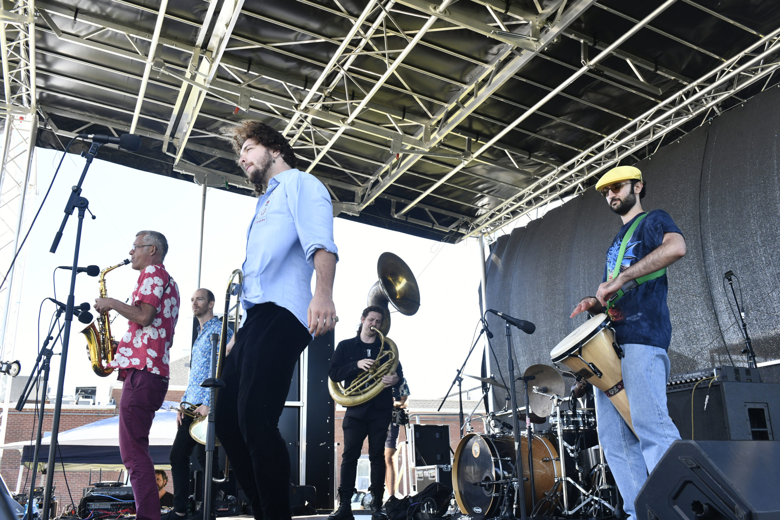 Underground Horns Perform in Steinbeck Park on Sunday.