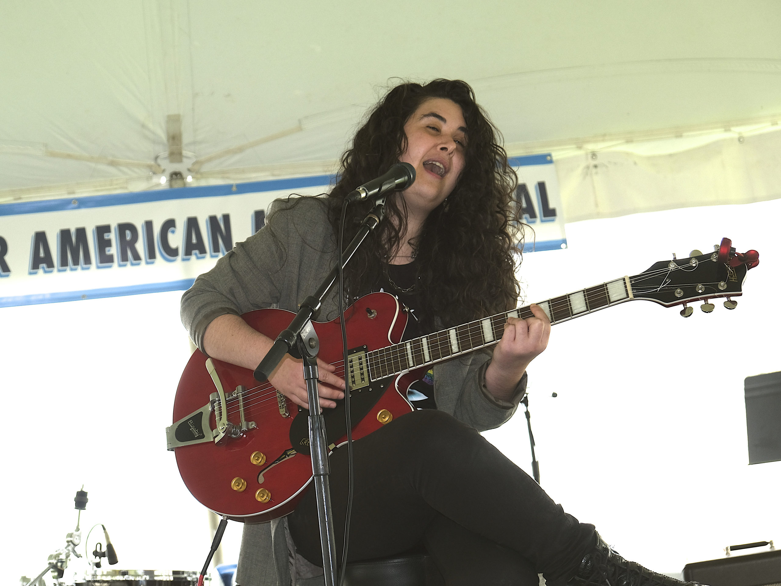 Sara Hartman in Marine Park on Saturday.