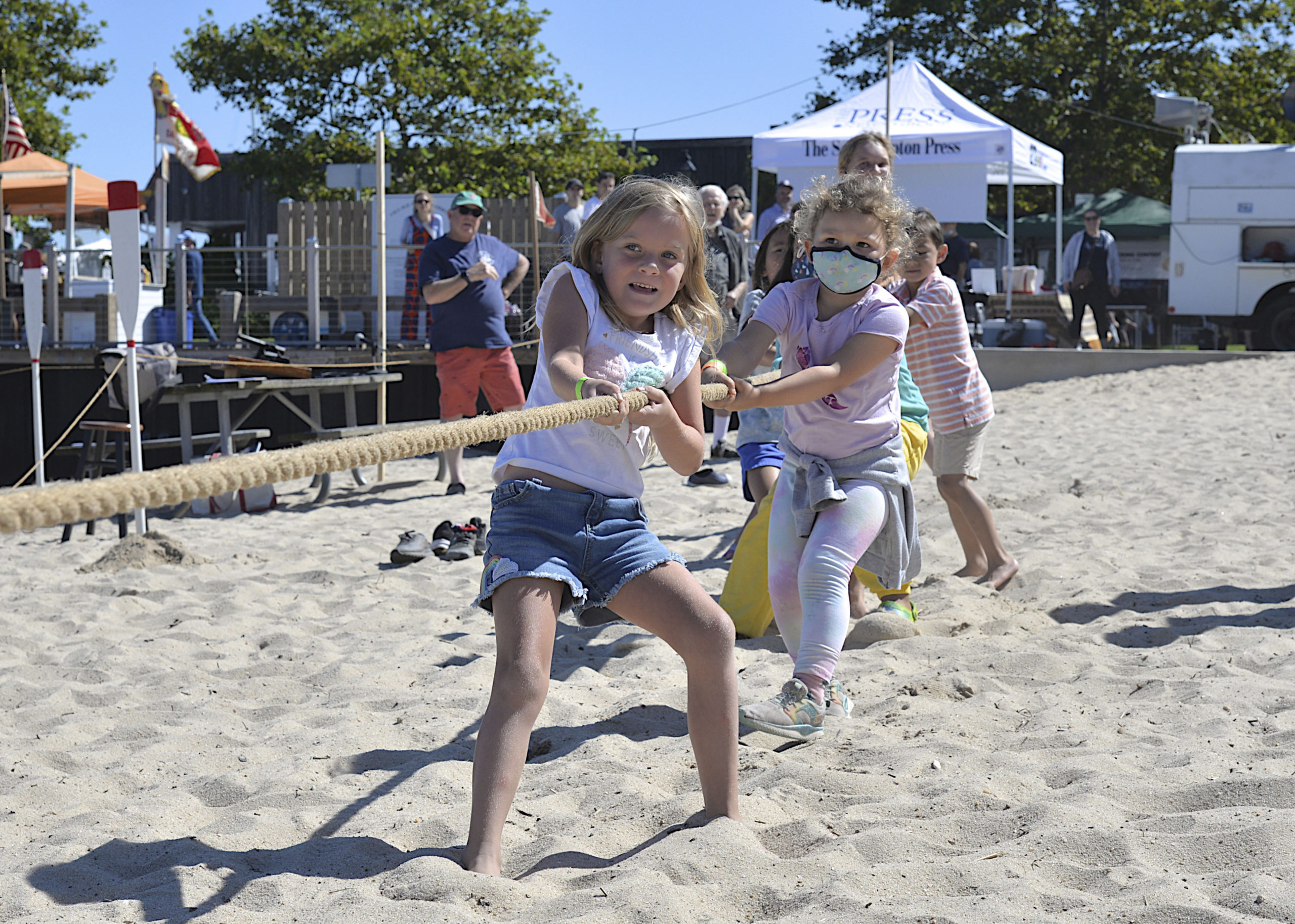 Kids during the tug--of-war at HarborFest on Saturday. KYRIL BROMLEY