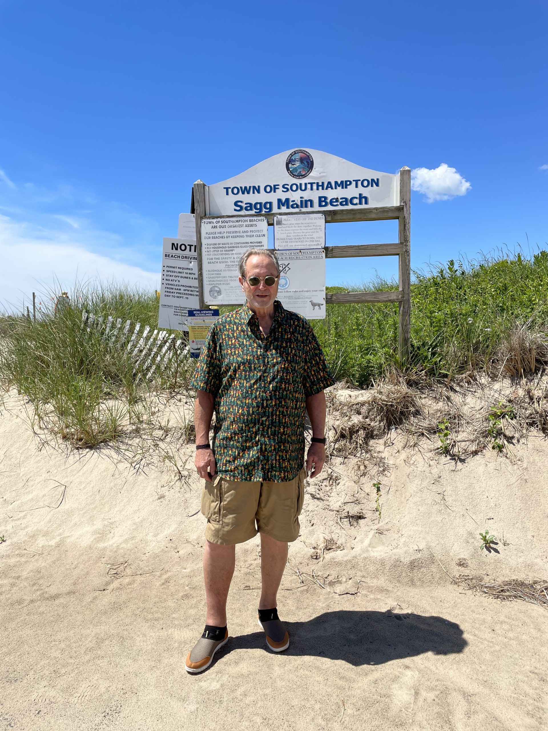 John Melillo back at Sagg Main Beach in June, 2021.