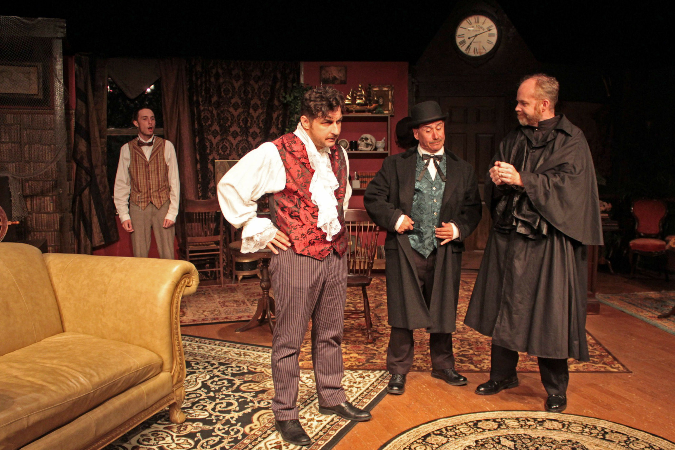 From left, Lance Schroeder, Tom Rosante, Richard Gardini and Mark Heidemann in “Sherlock’s Secret Life” at SCC.
