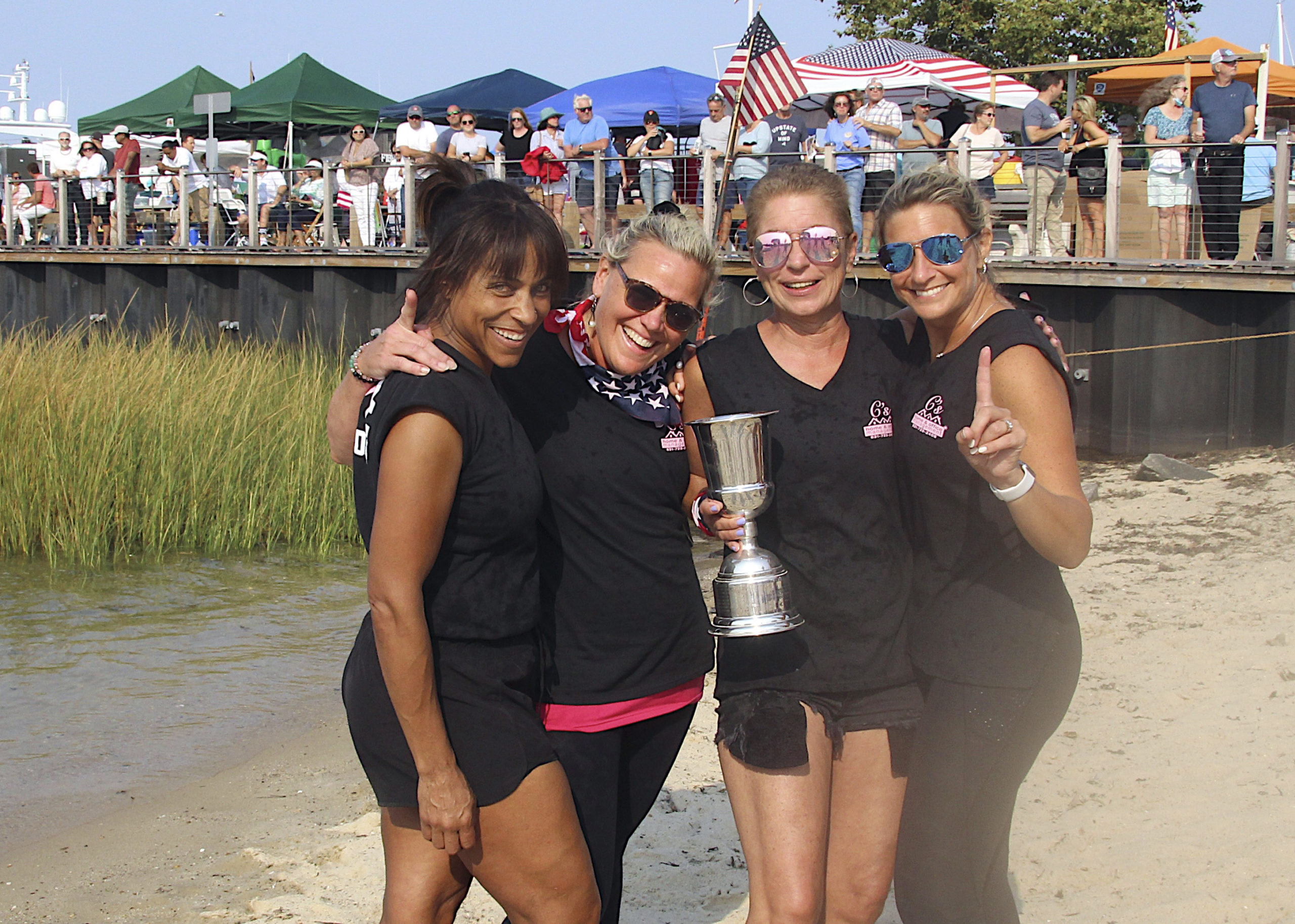 The champion women’s whaleboat team from C’s Home & Office Management included from left to right, Pam Miller, Becky Guyer, Marianne Ward and Tara Fordham.   KYRIL BROMLEY
