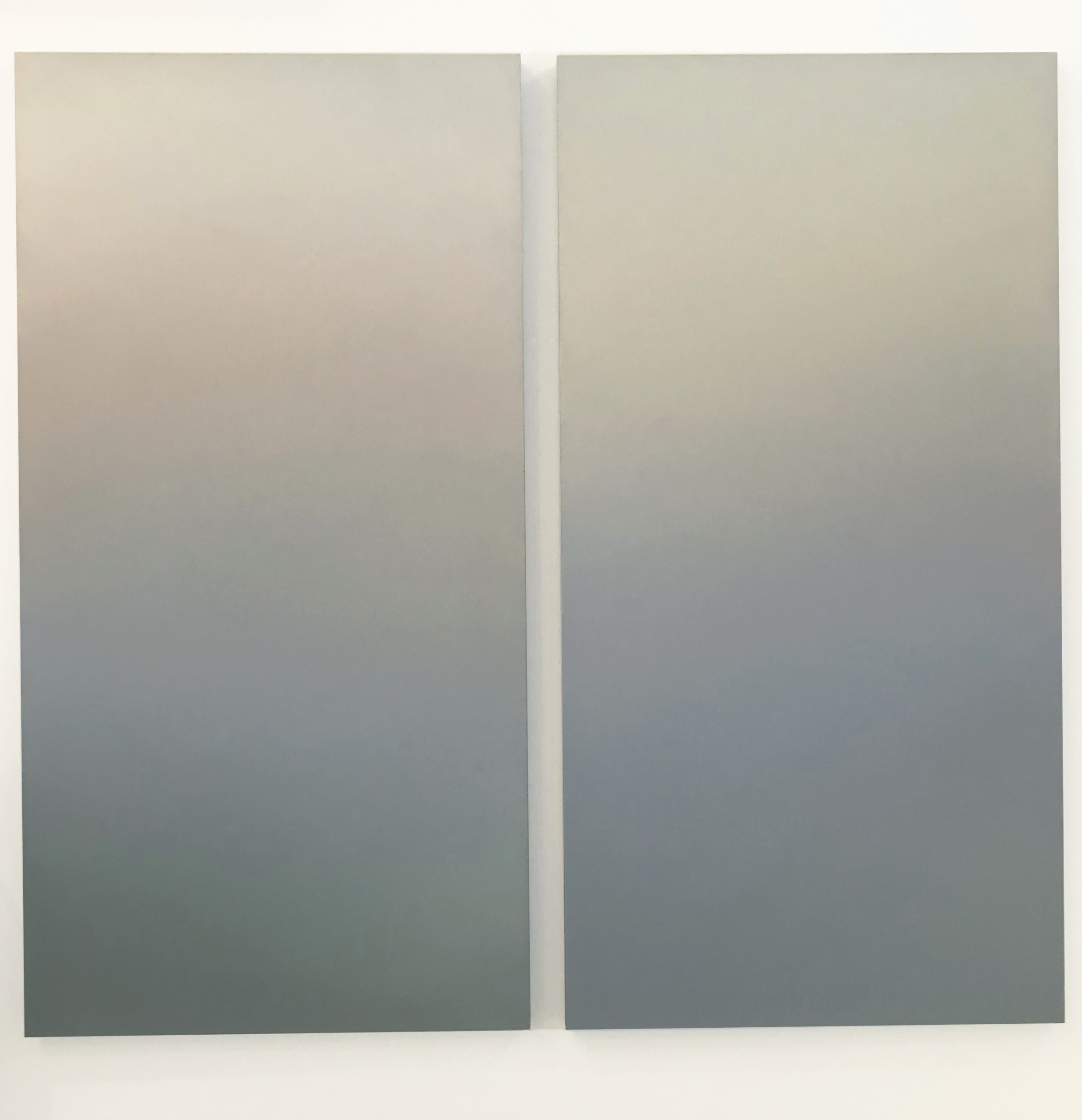 Mary Boochever “Inner Landscape Gamma,” 2021. Pigments and acrylic on canvas, diptych, 72” x 76 ¾” overall.