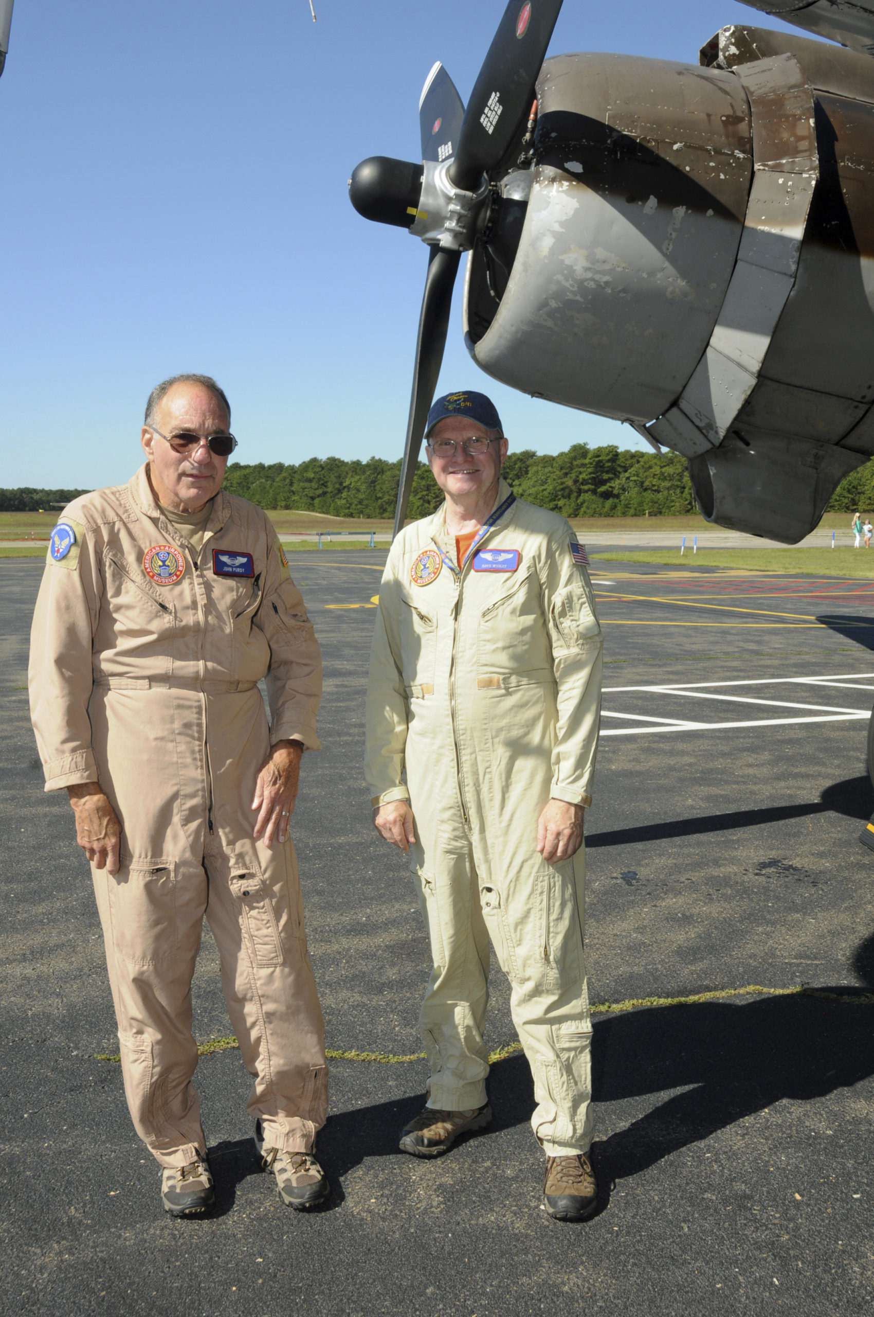 Pilots John Purdy and Dave Wigley flew their plane from Farmingdale to the East Hampton Aviation Association's 