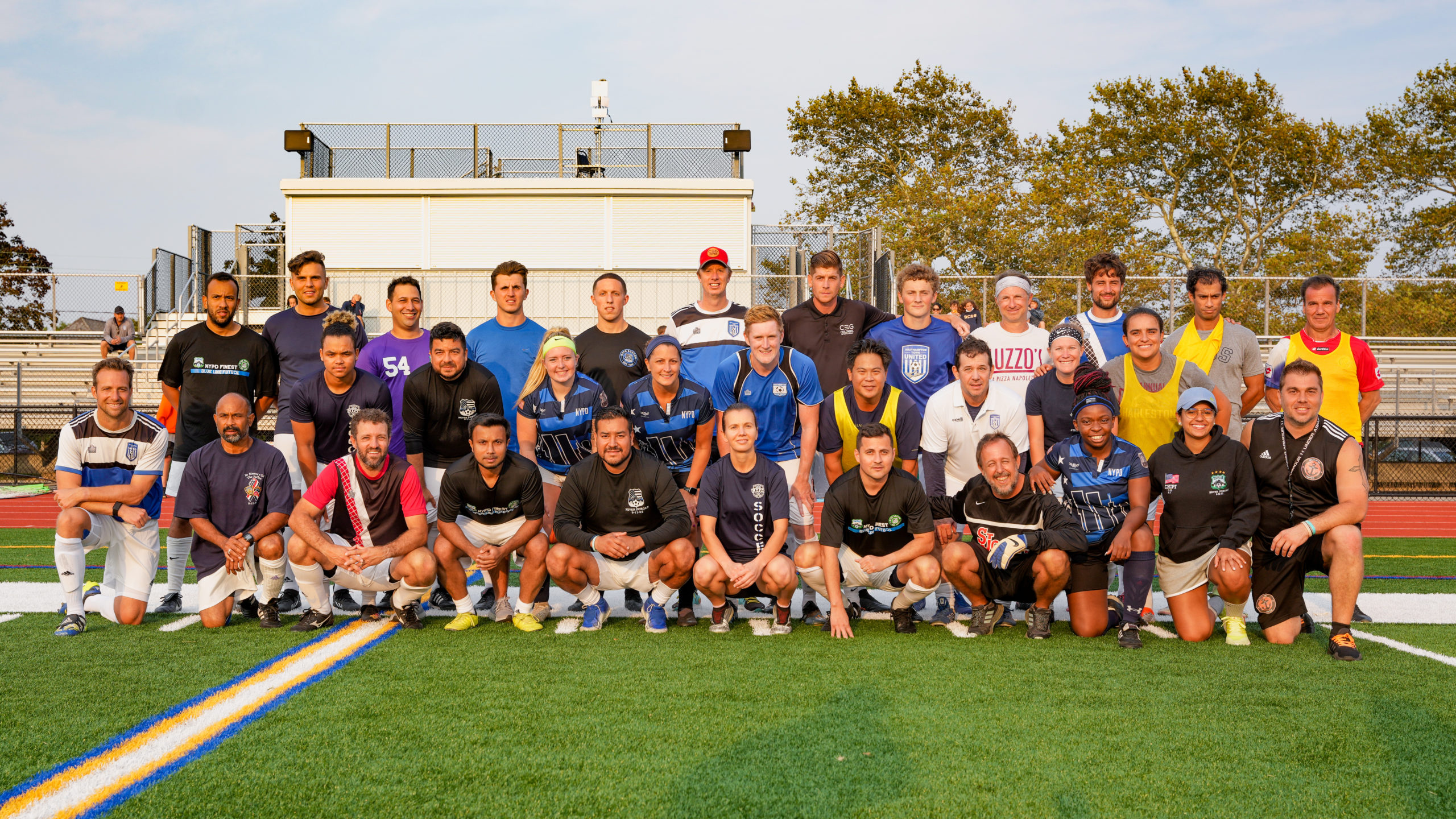 Colonial Sports Group, a local travel soccer program based in Southampton, and the NYPD soccer team played a charity soccer game on Sunday evening at Southampton High School.