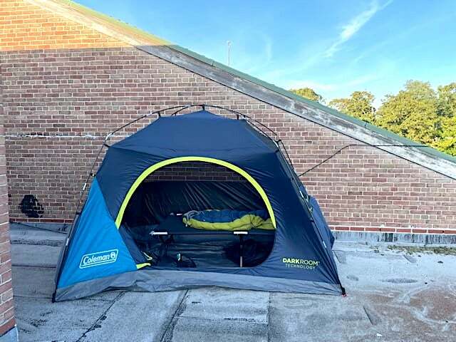 Westhampton Beach Elementary School Principal Jeremy Garritano's tent setup. JEREMY GARRITANO