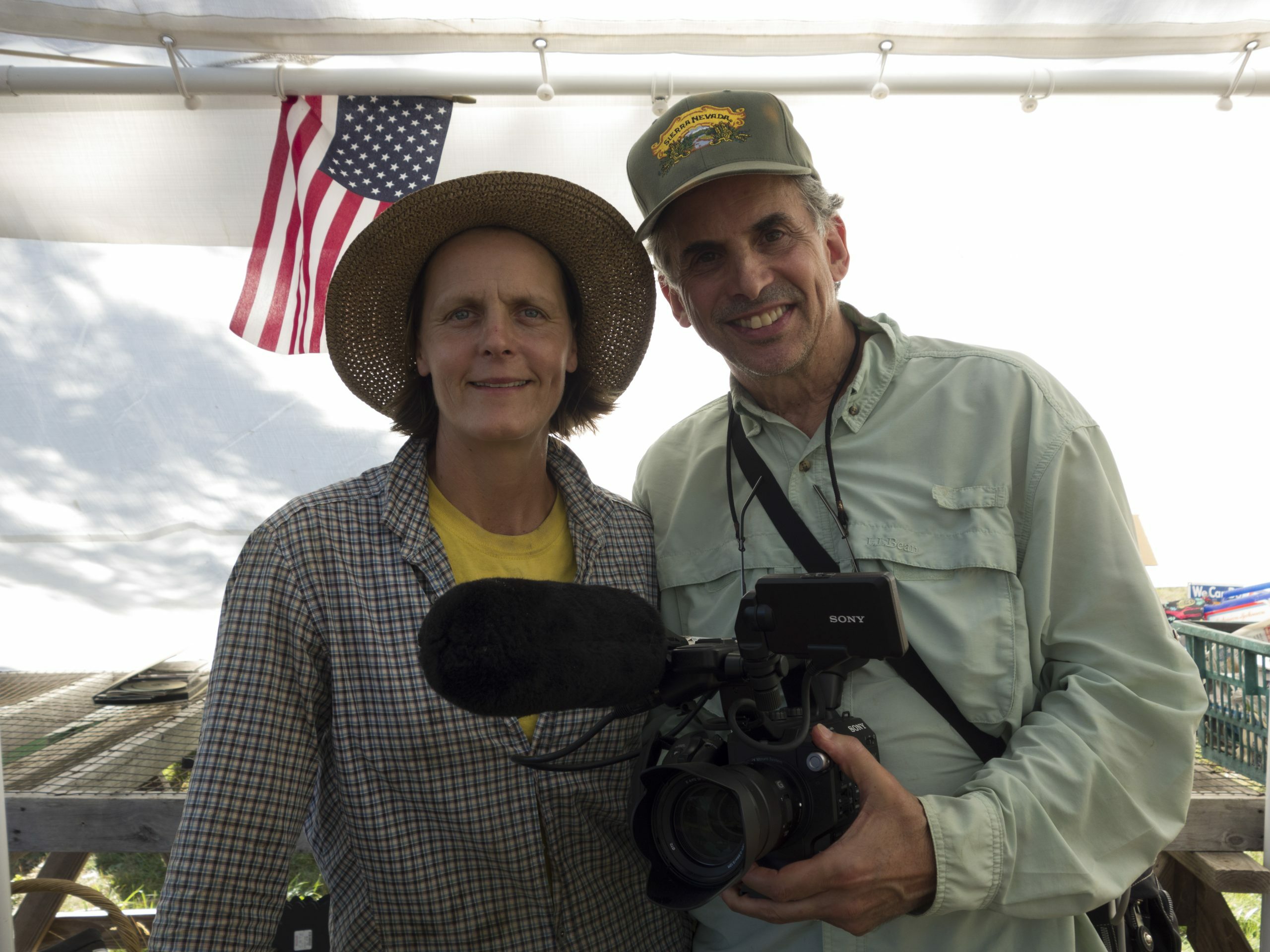 Farmer Patty Gentry with filmmaker Roger Sherman.