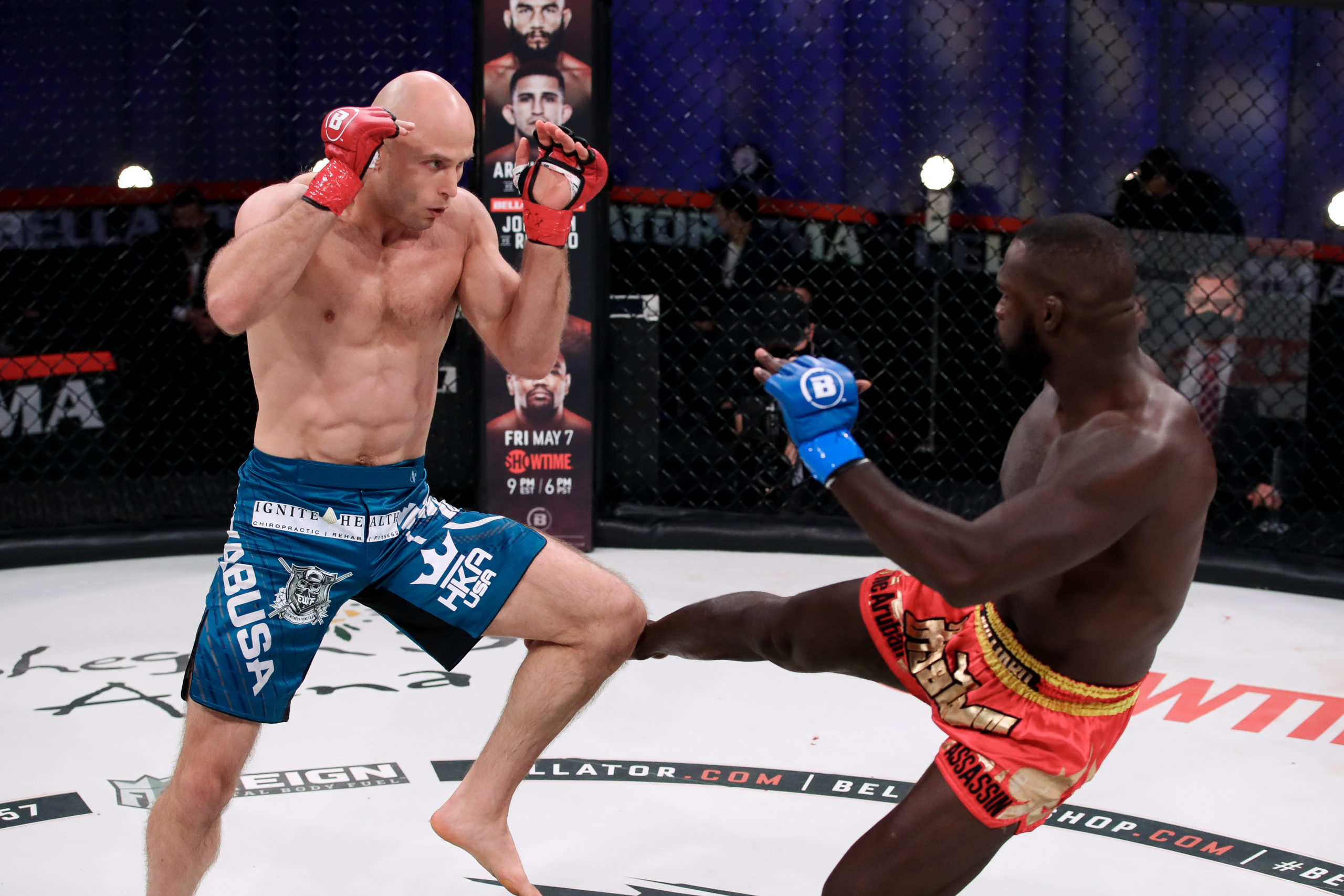 Julius Anglickas gets his armed raised in his most recently victory this past April over Gregory Millard at Bellator 257.