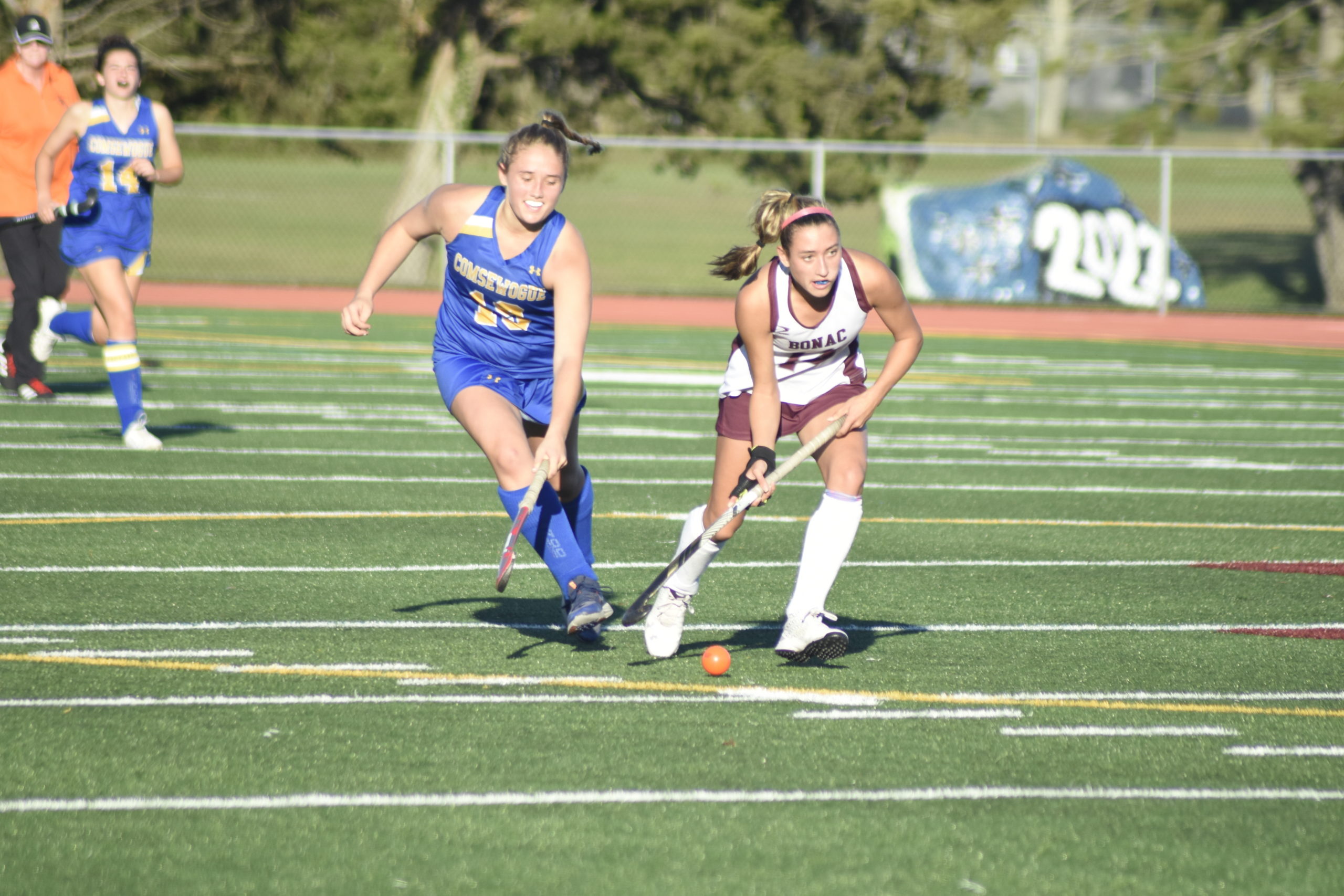 East Hampton sophomore Emma McGrory looks upfield.