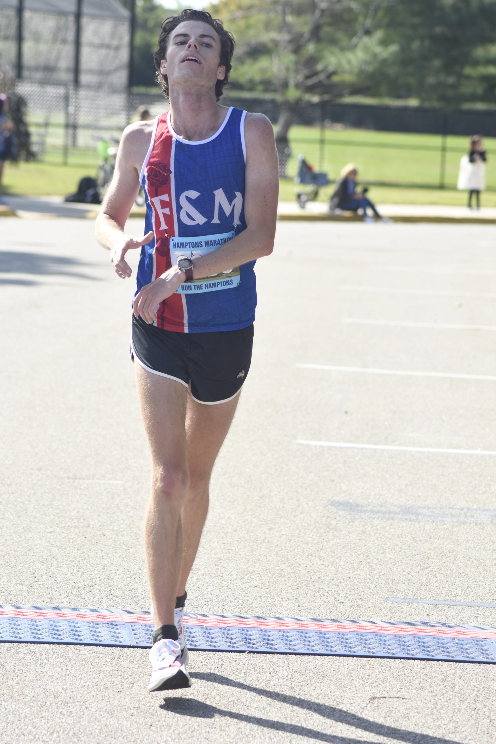 Christopher Myers of Lancaster, Pennsylvania, finished third overall in the Hamptons Marathon.