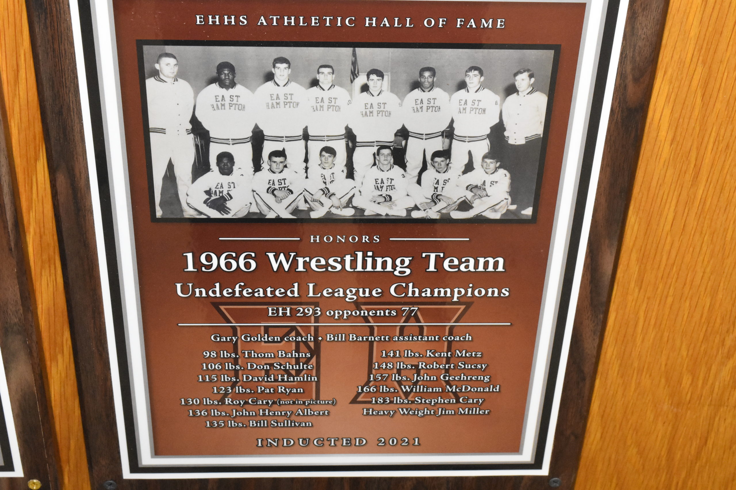 The 1966 wrestling team's plaque.