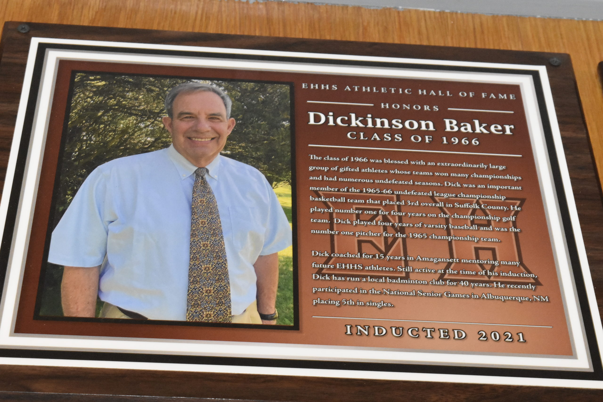 Dickinson Baker's plaque.